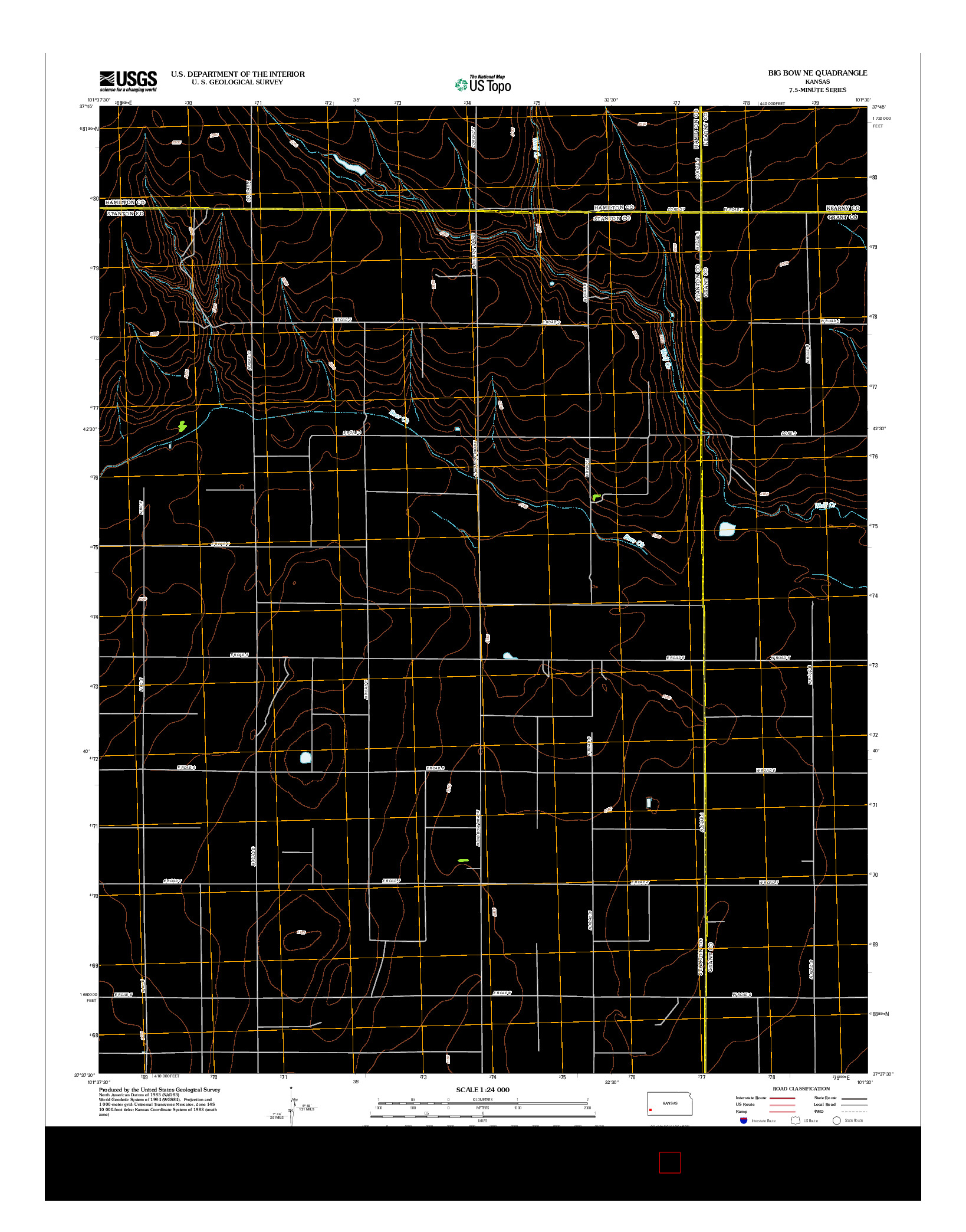 USGS US TOPO 7.5-MINUTE MAP FOR BIG BOW NE, KS 2012