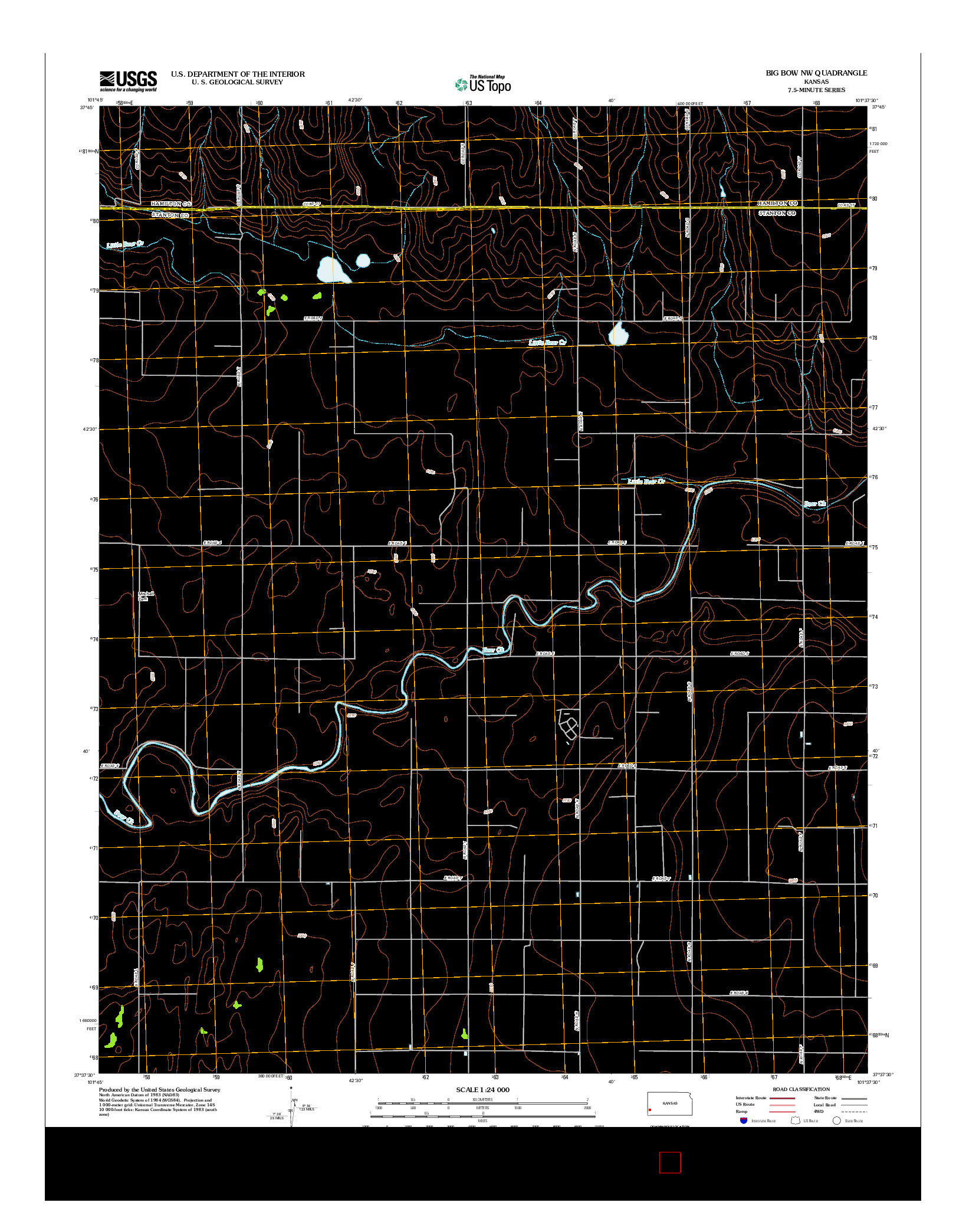 USGS US TOPO 7.5-MINUTE MAP FOR BIG BOW NW, KS 2012