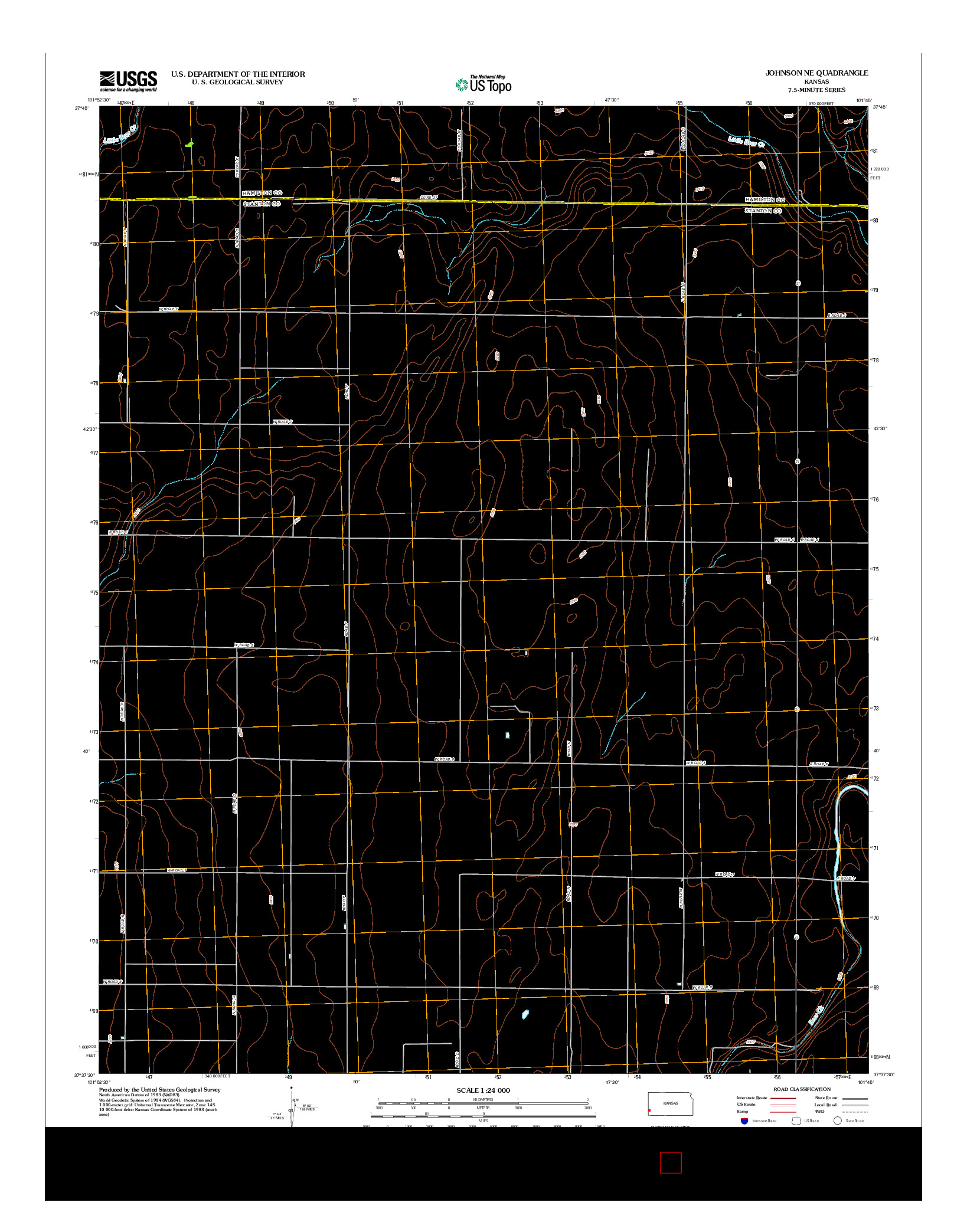 USGS US TOPO 7.5-MINUTE MAP FOR JOHNSON NE, KS 2012