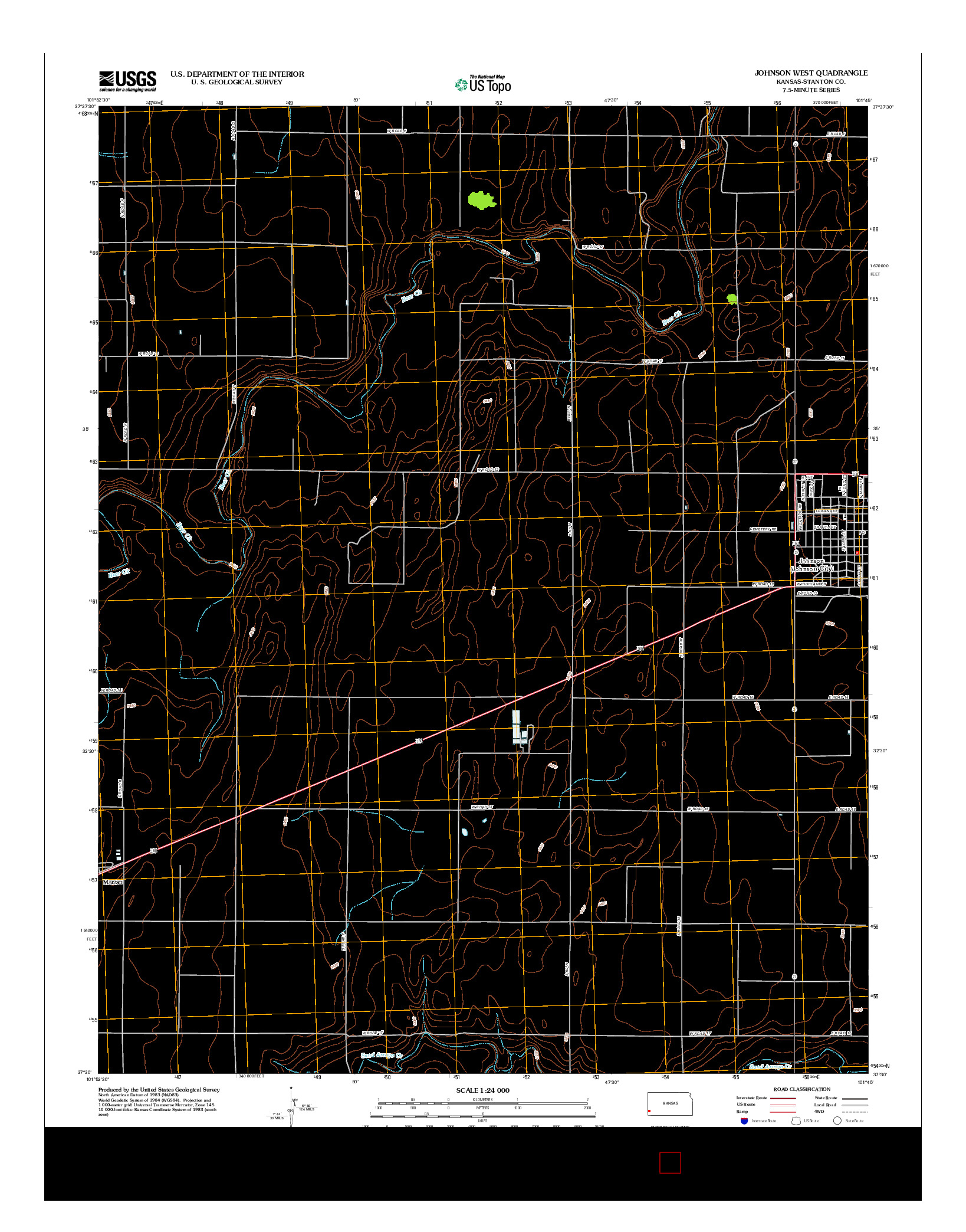 USGS US TOPO 7.5-MINUTE MAP FOR JOHNSON WEST, KS 2012