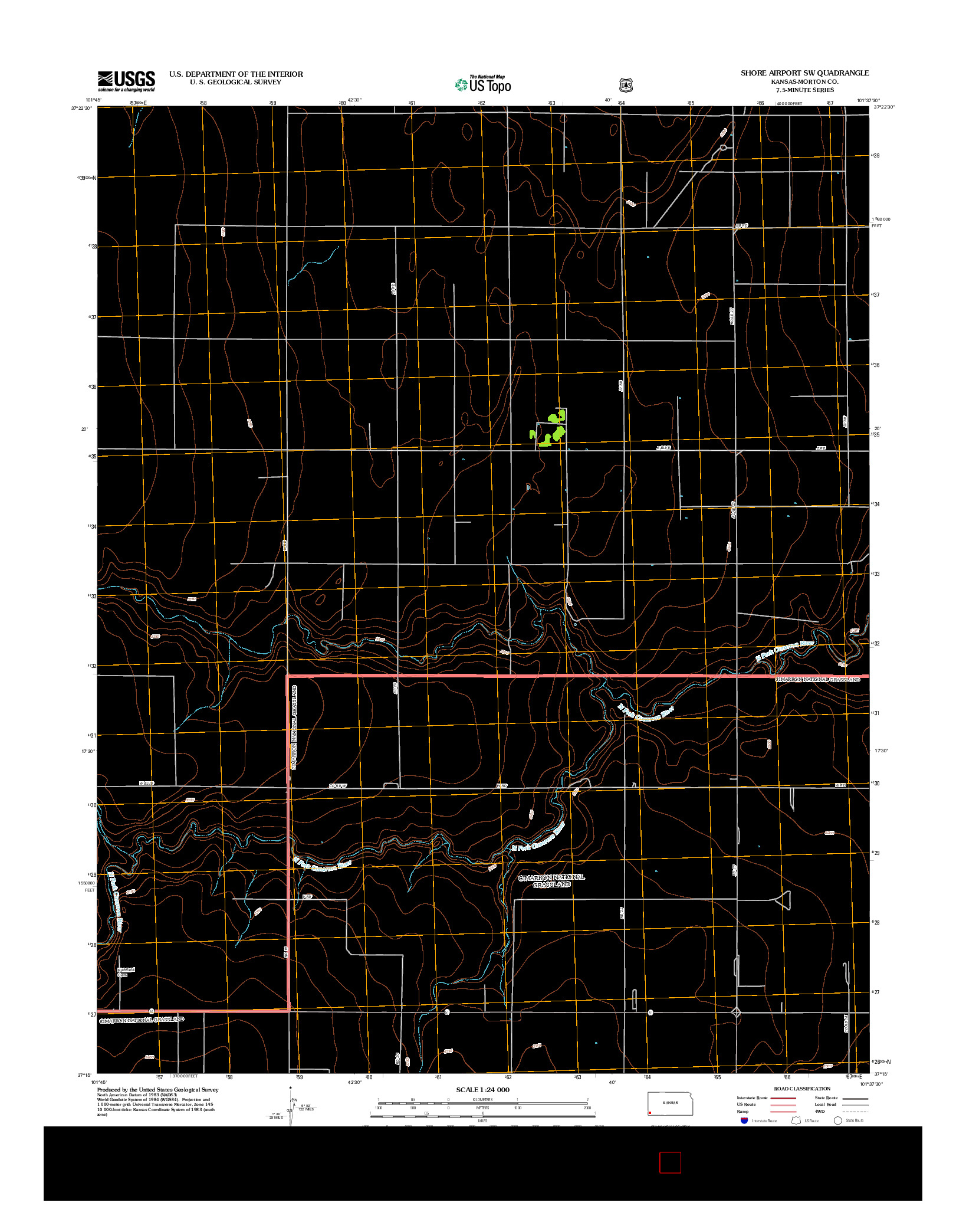 USGS US TOPO 7.5-MINUTE MAP FOR SHORE AIRPORT SW, KS 2012