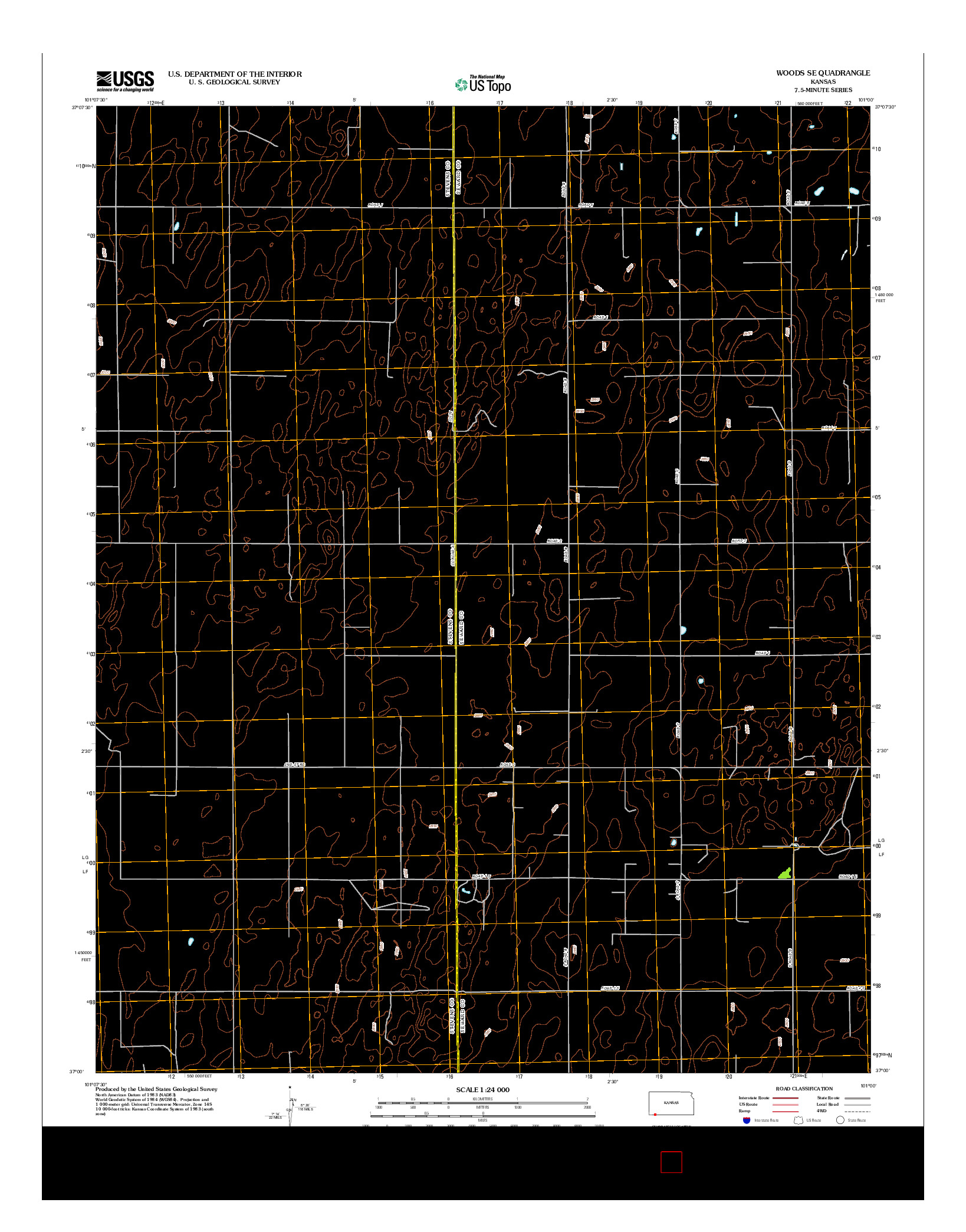 USGS US TOPO 7.5-MINUTE MAP FOR WOODS SE, KS 2012