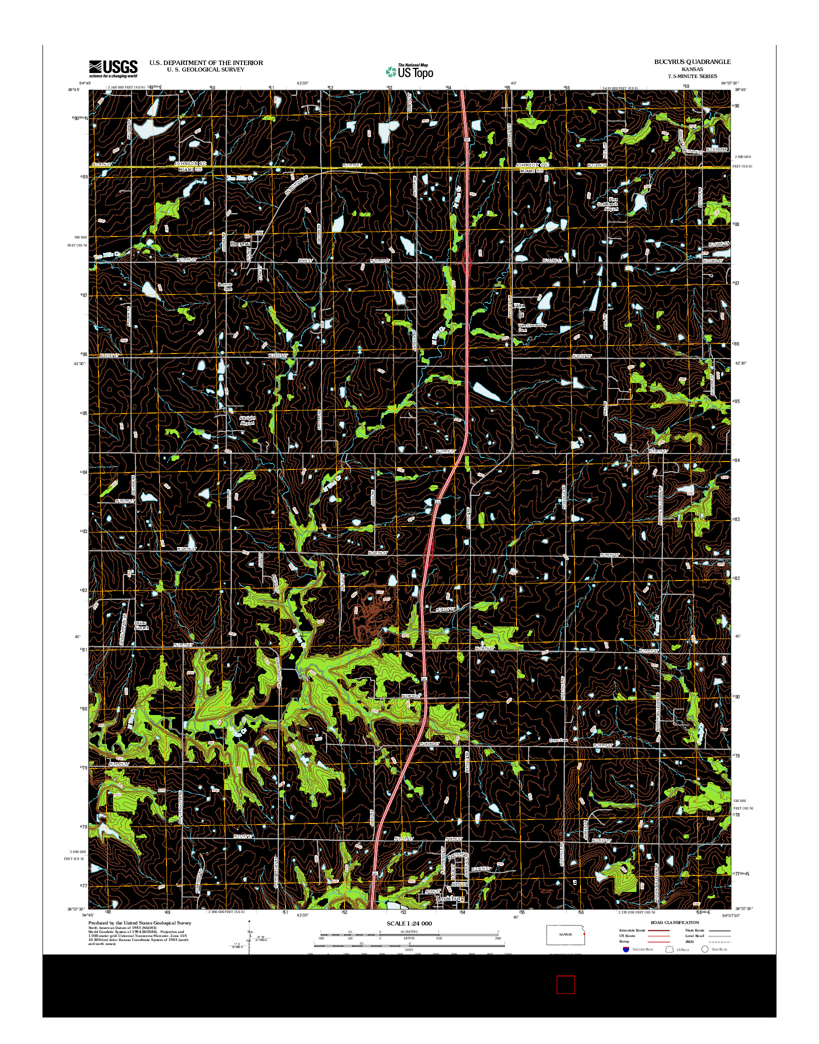 USGS US TOPO 7.5-MINUTE MAP FOR BUCYRUS, KS 2012