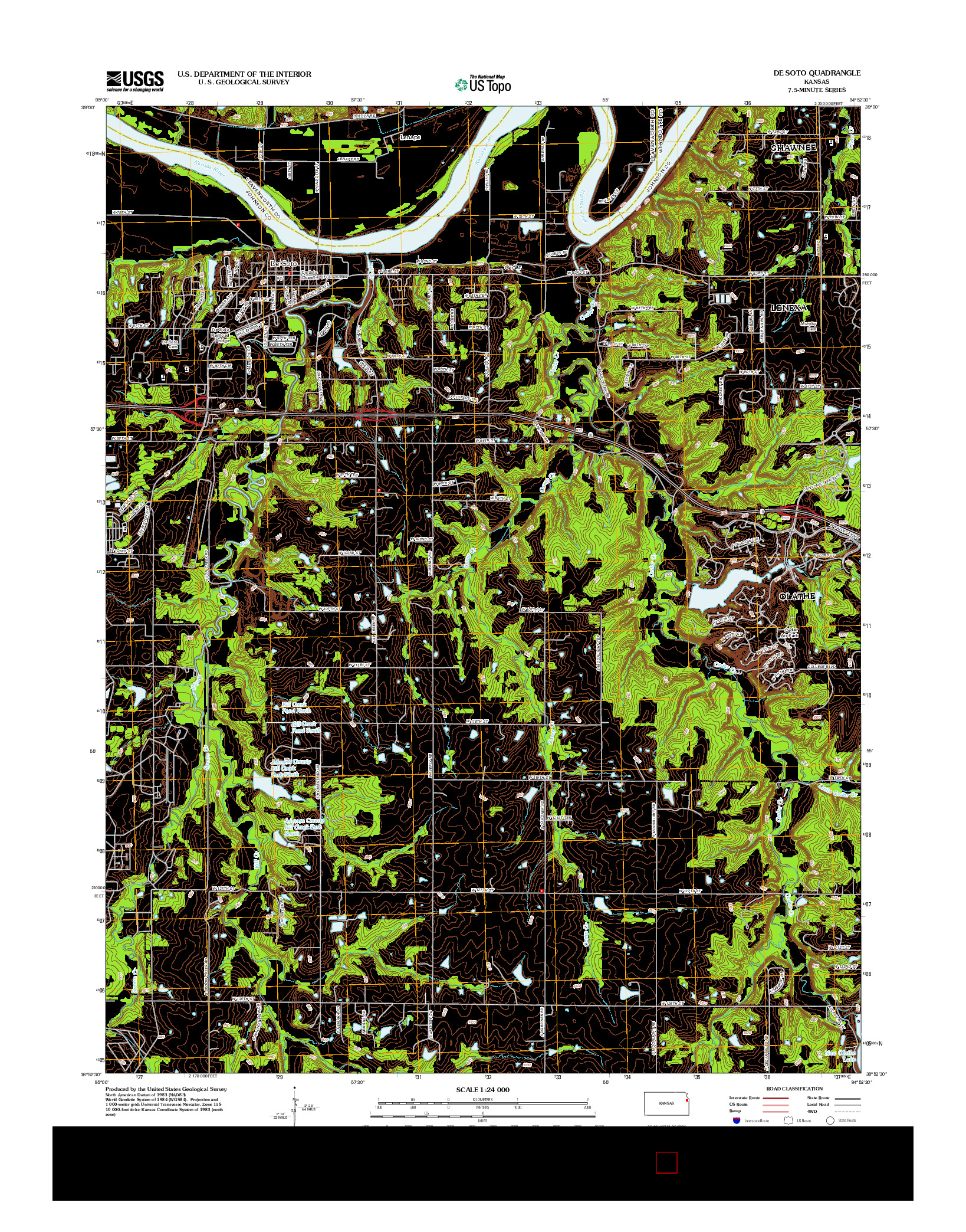 USGS US TOPO 7.5-MINUTE MAP FOR DE SOTO, KS 2012