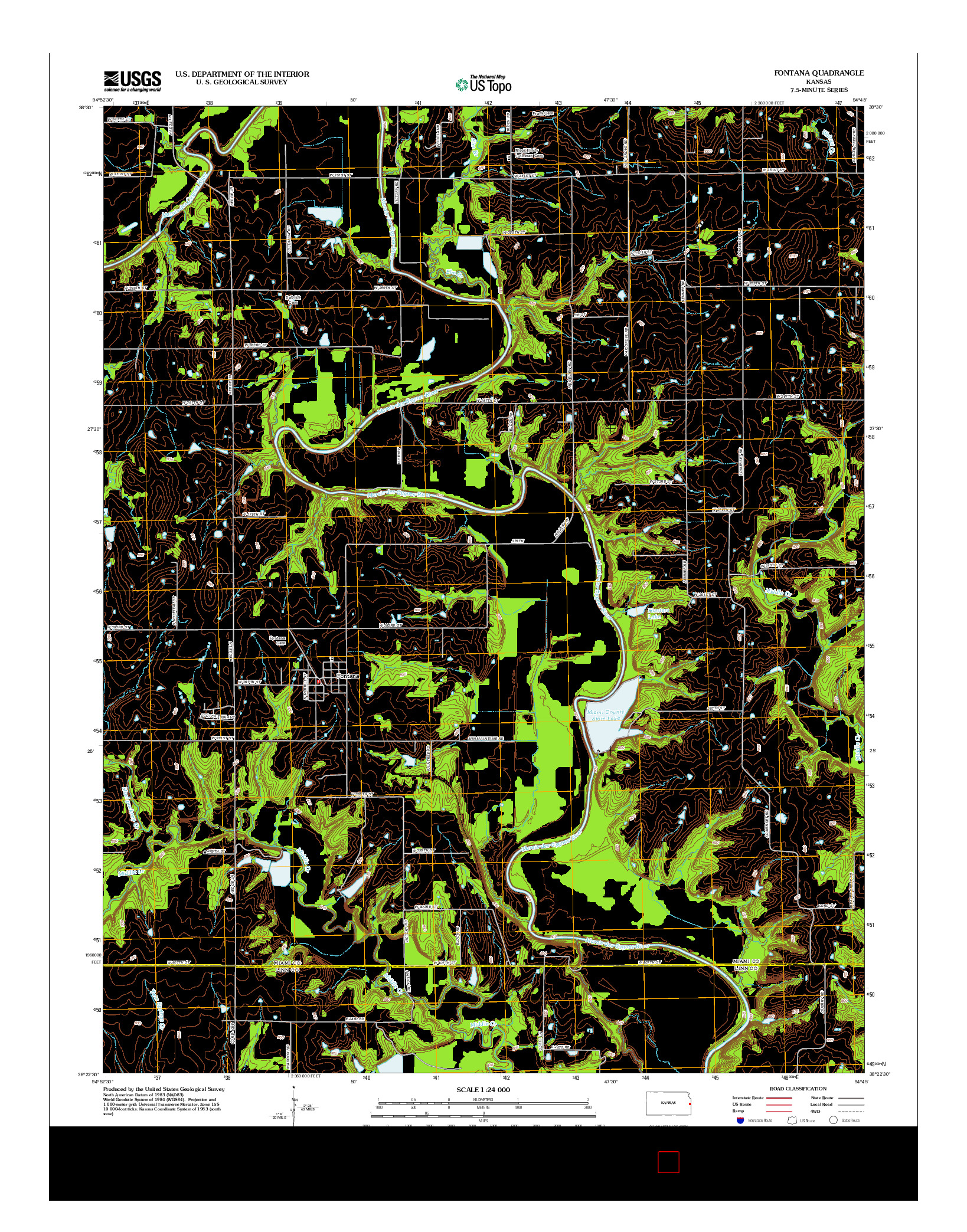 USGS US TOPO 7.5-MINUTE MAP FOR FONTANA, KS 2012