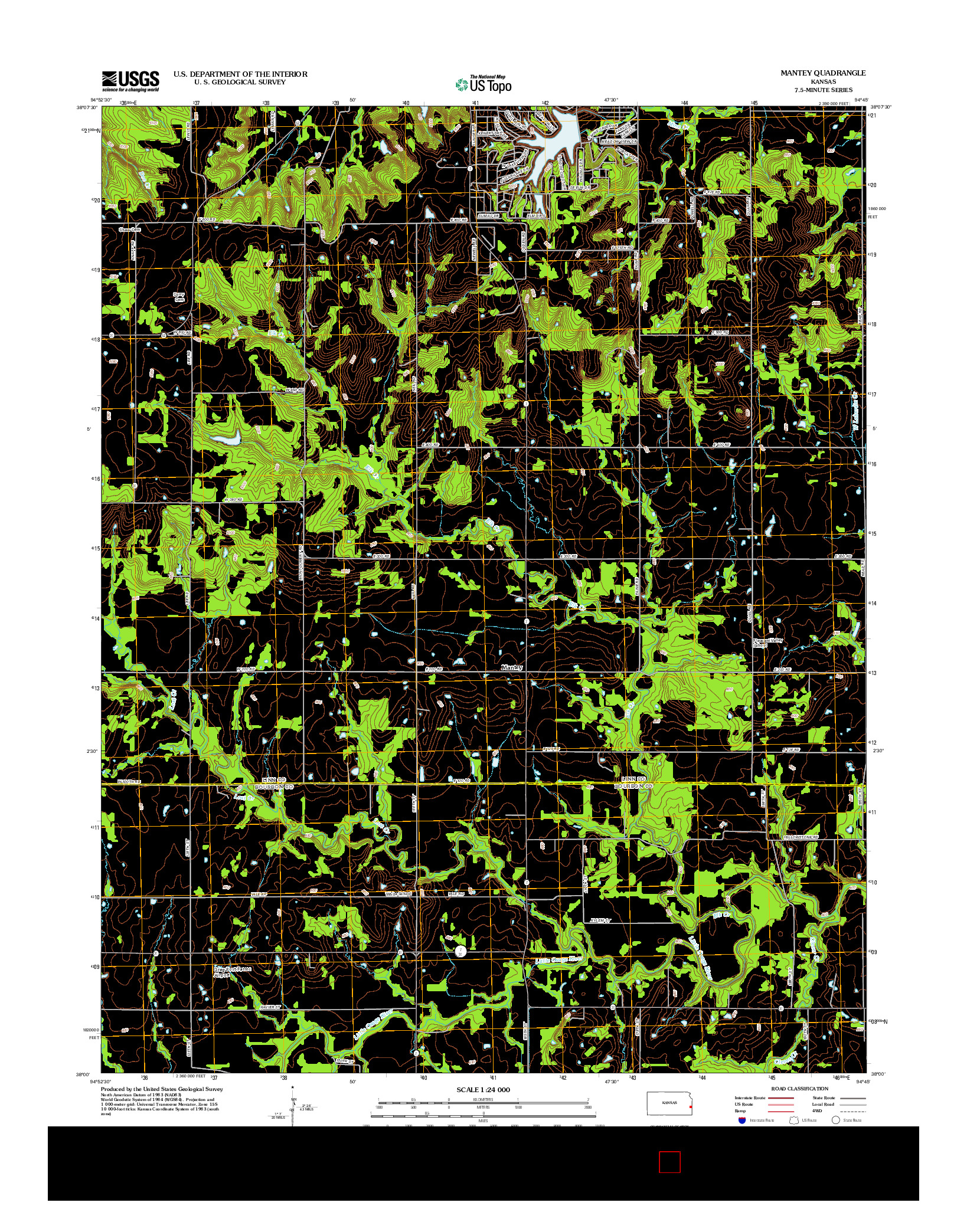 USGS US TOPO 7.5-MINUTE MAP FOR MANTEY, KS 2012