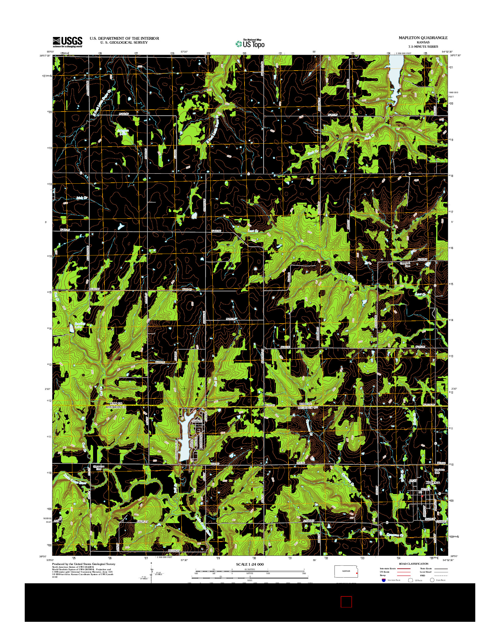 USGS US TOPO 7.5-MINUTE MAP FOR MAPLETON, KS 2012