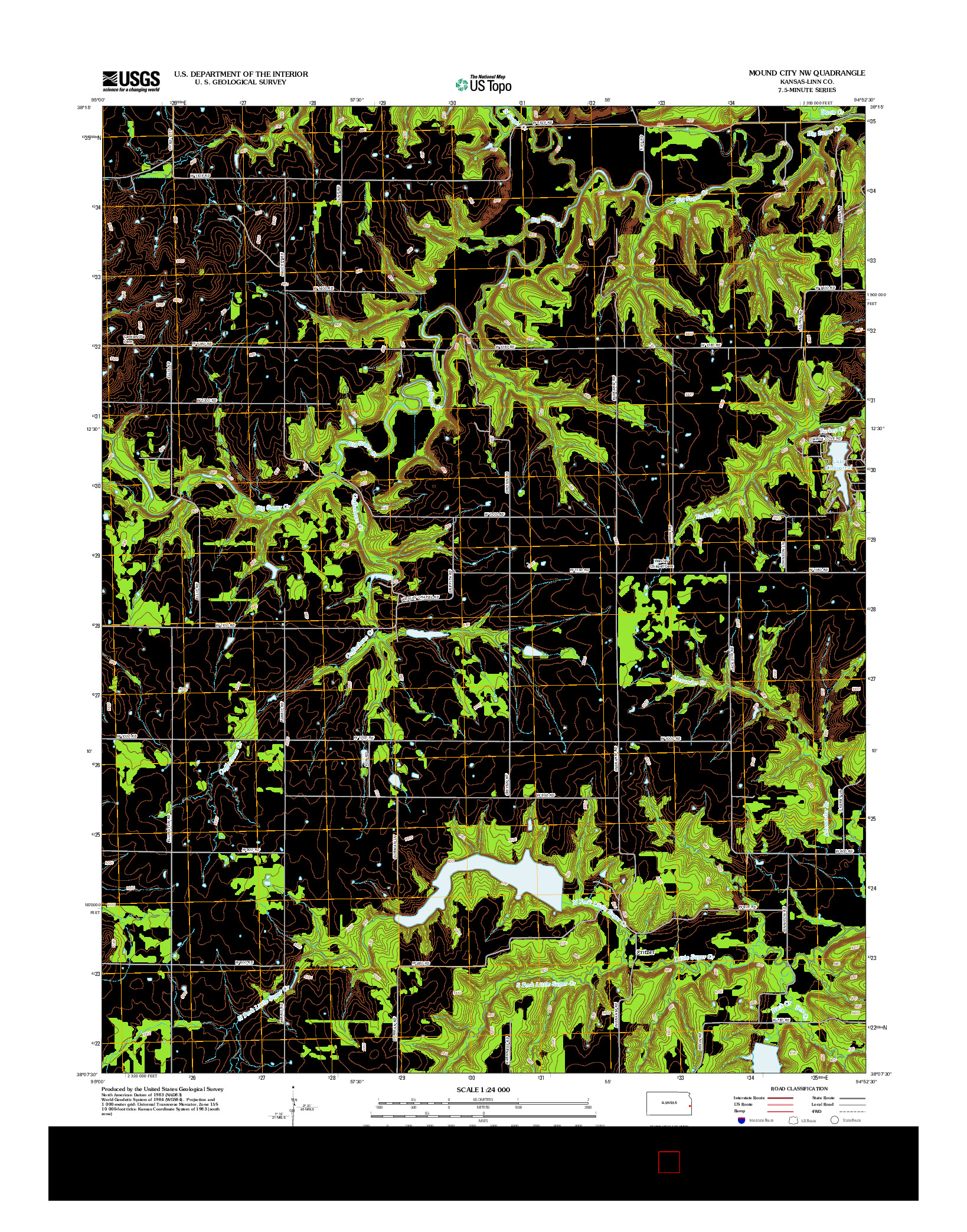 USGS US TOPO 7.5-MINUTE MAP FOR MOUND CITY NW, KS 2012