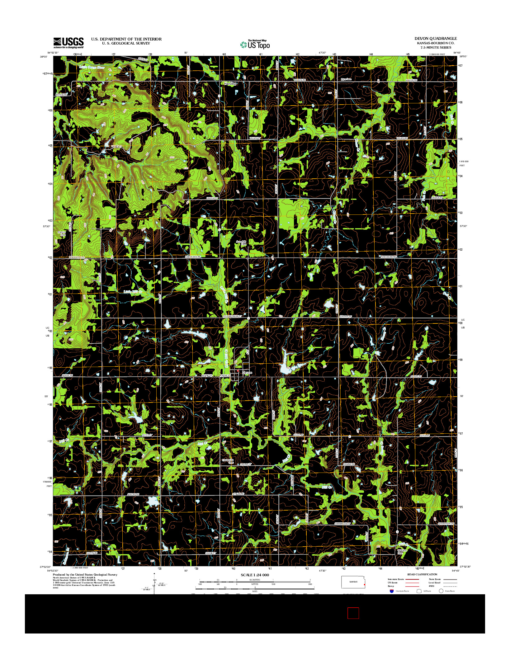 USGS US TOPO 7.5-MINUTE MAP FOR DEVON, KS 2012