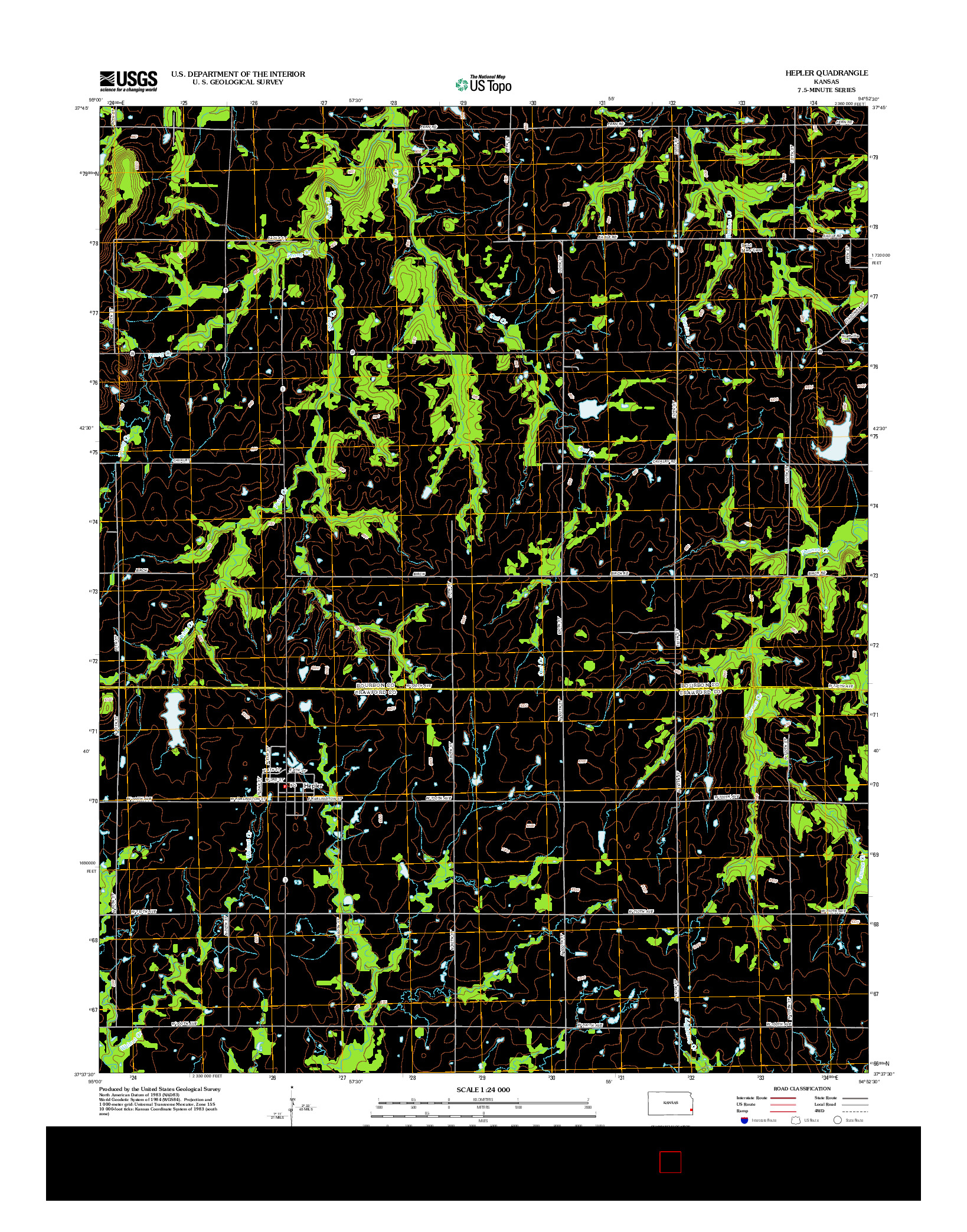 USGS US TOPO 7.5-MINUTE MAP FOR HEPLER, KS 2012