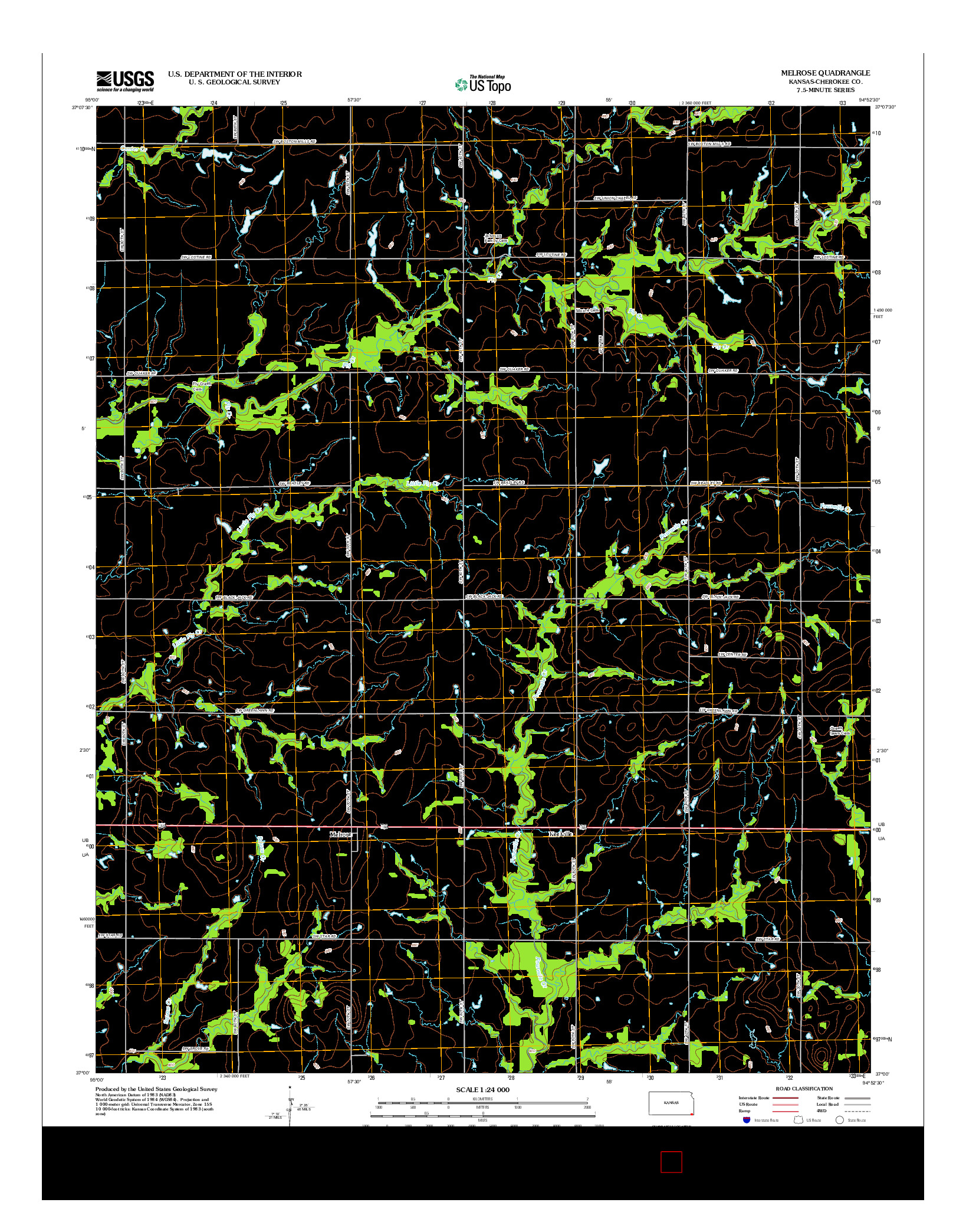 USGS US TOPO 7.5-MINUTE MAP FOR MELROSE, KS 2012