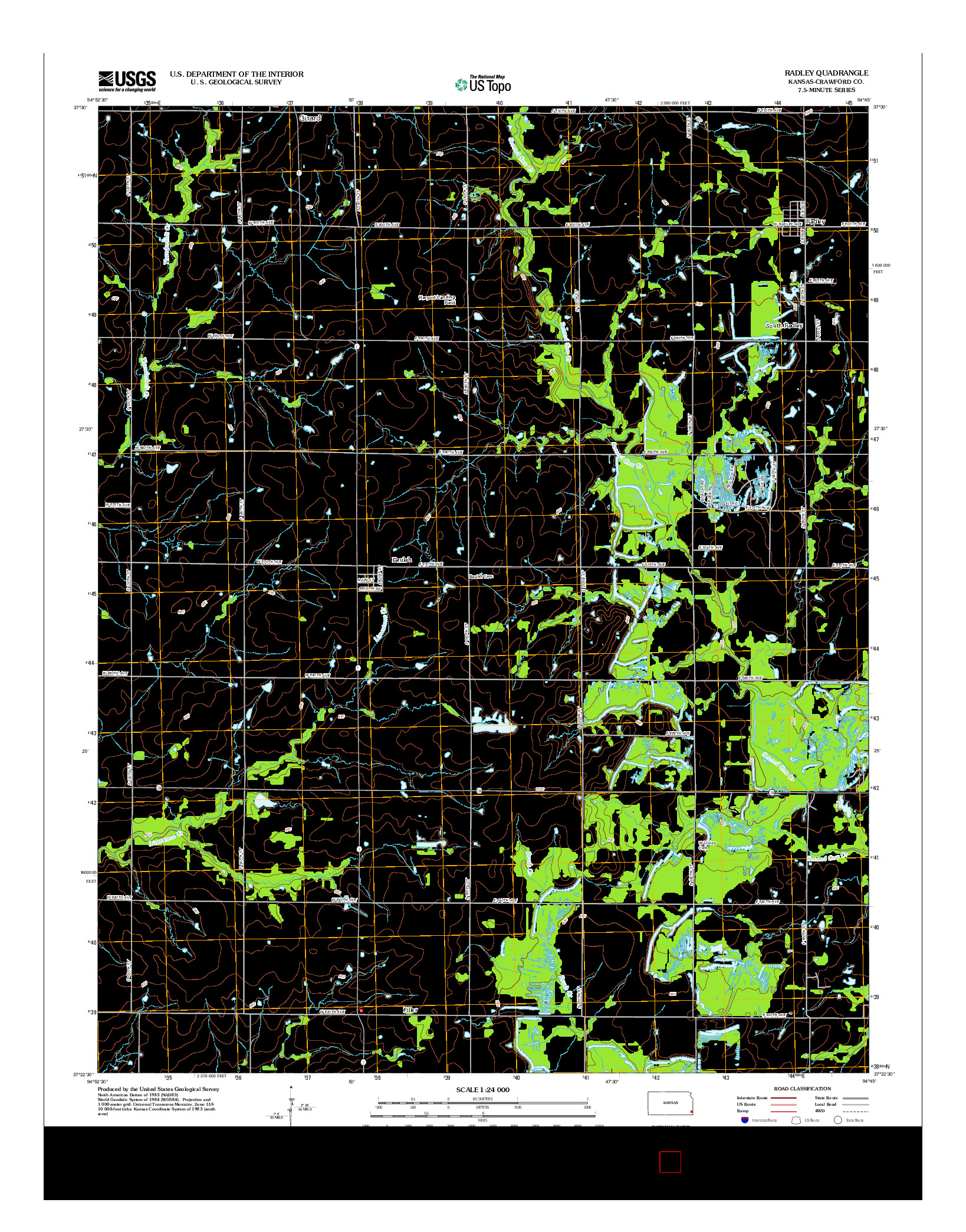 USGS US TOPO 7.5-MINUTE MAP FOR RADLEY, KS 2012