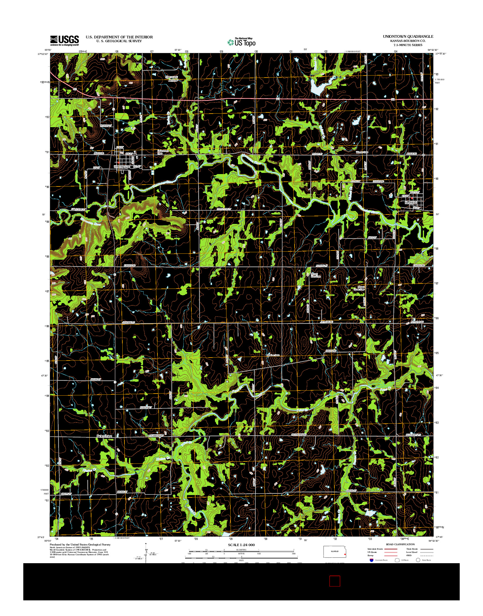 USGS US TOPO 7.5-MINUTE MAP FOR UNIONTOWN, KS 2012