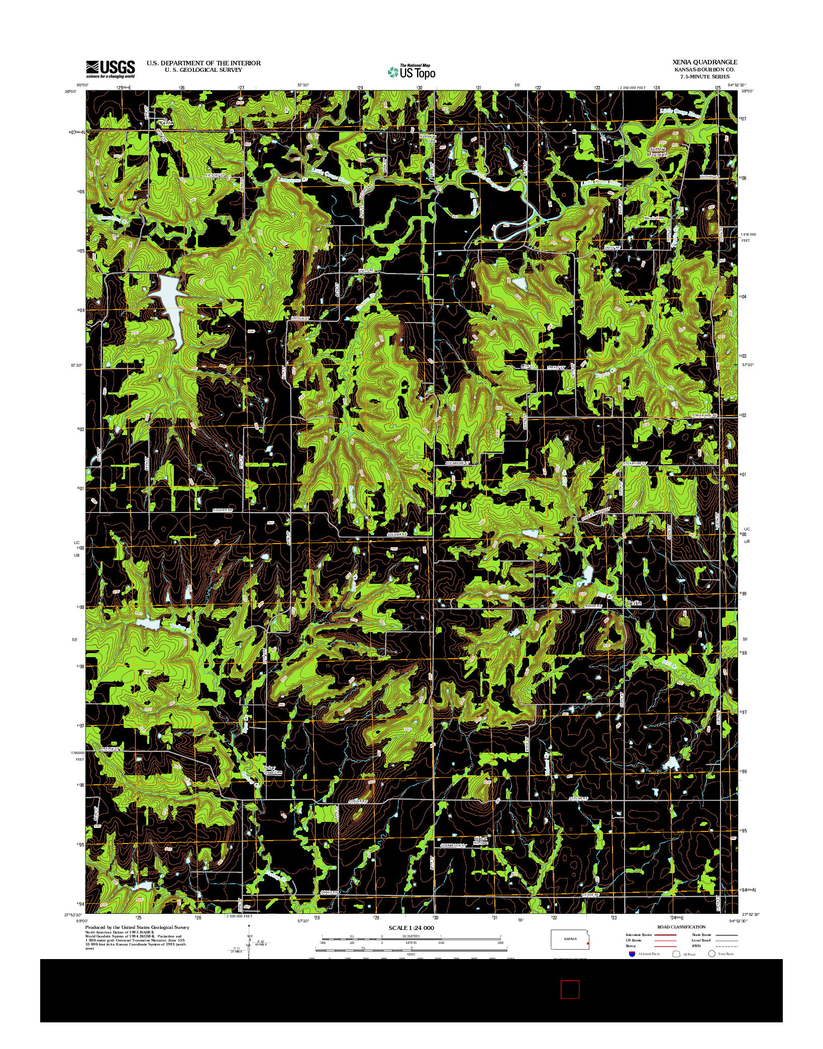 USGS US TOPO 7.5-MINUTE MAP FOR XENIA, KS 2012