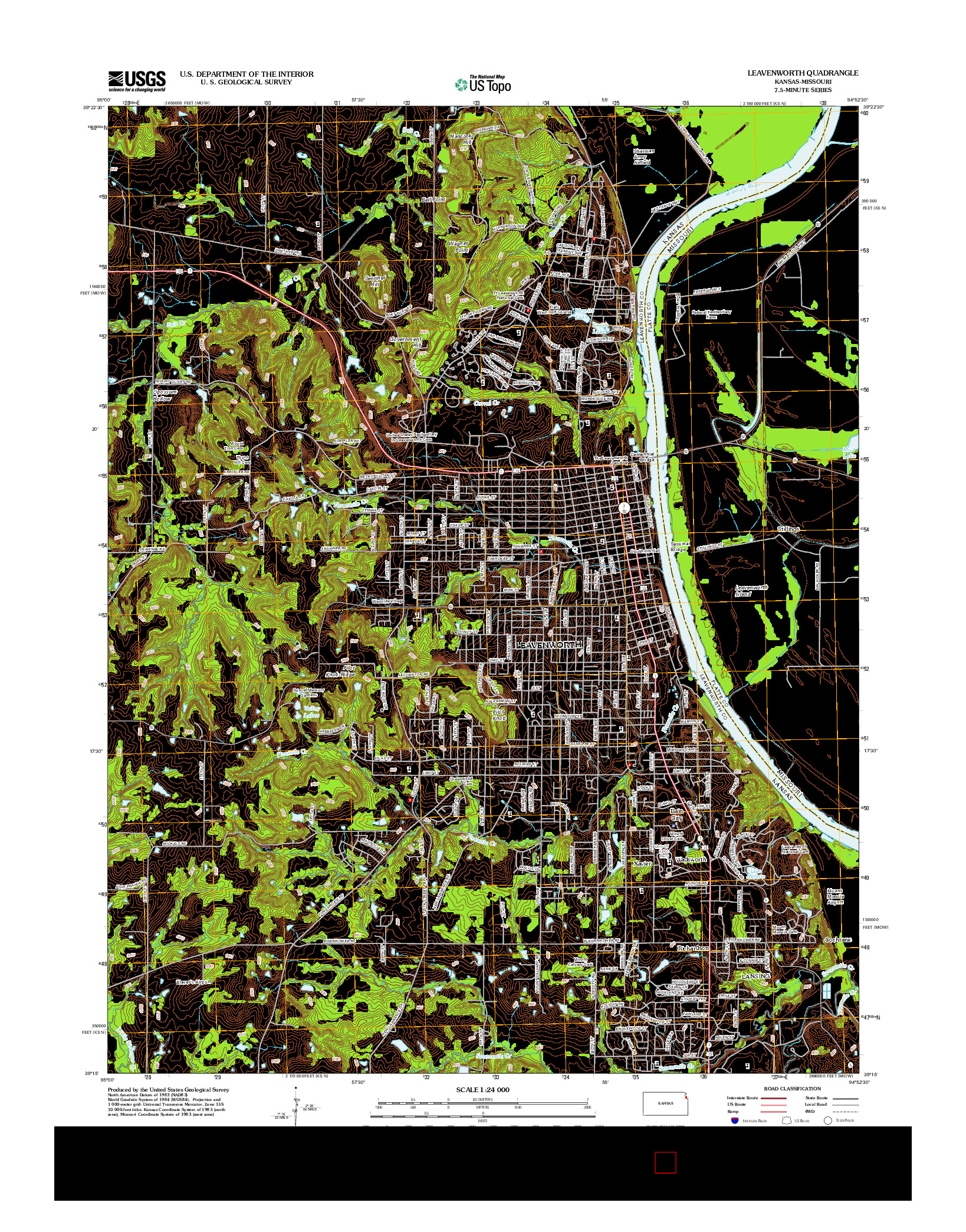 USGS US TOPO 7.5-MINUTE MAP FOR LEAVENWORTH, KS-MO 2012