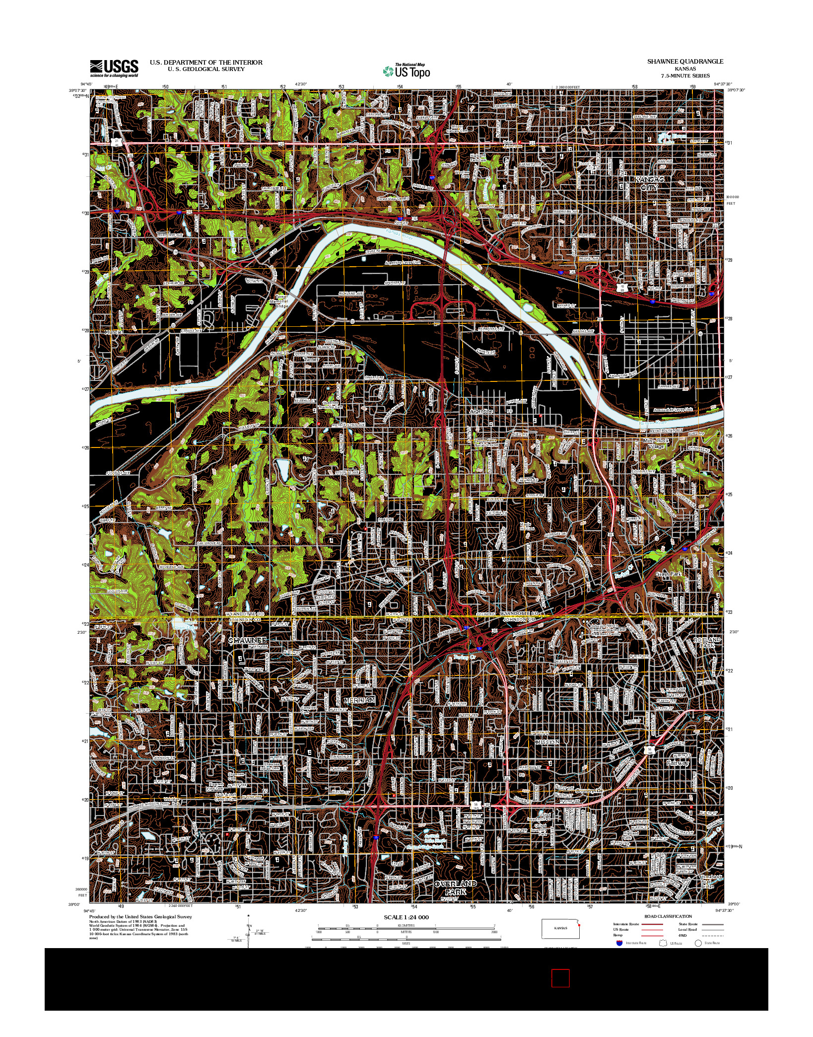 USGS US TOPO 7.5-MINUTE MAP FOR SHAWNEE, KS 2012