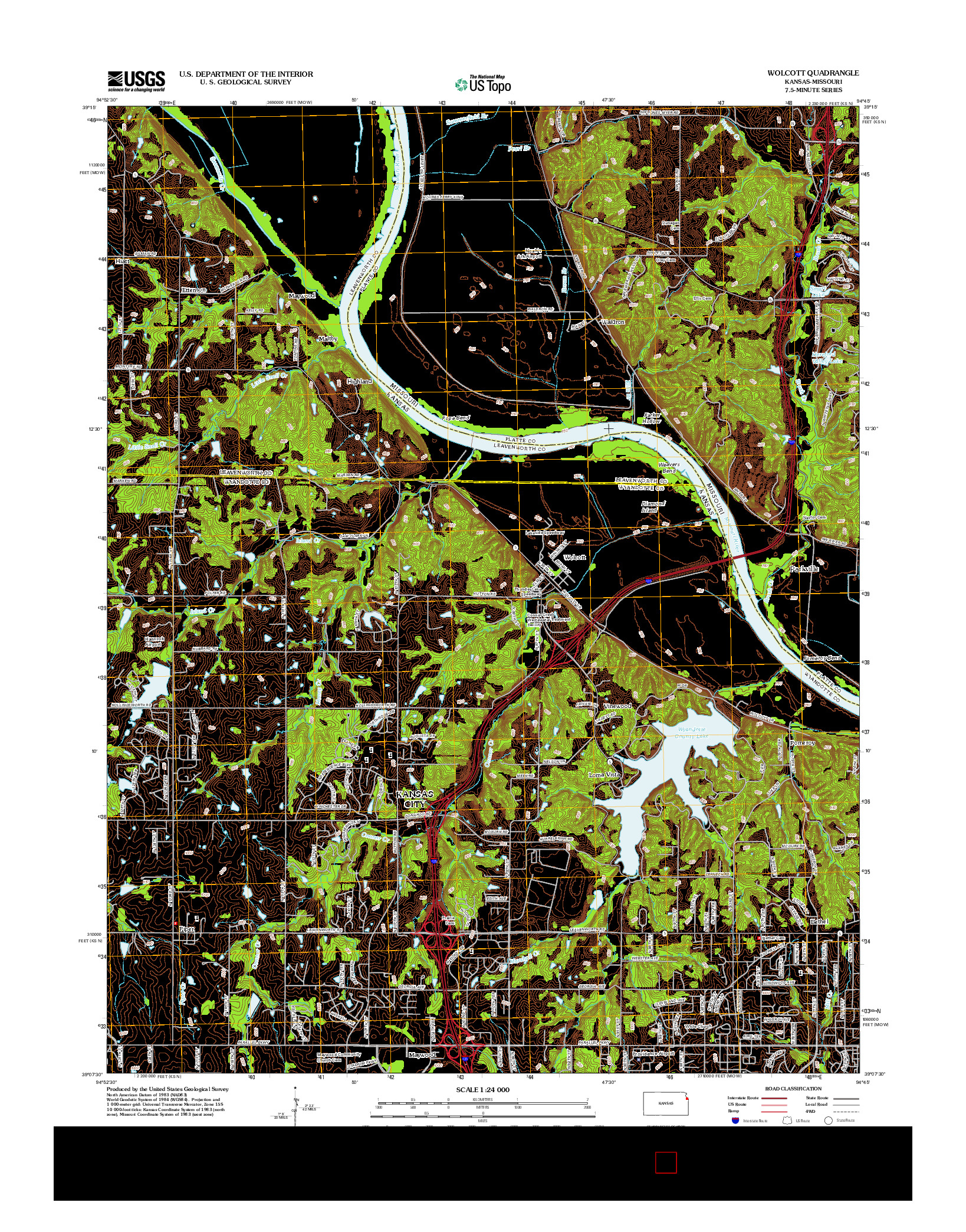 USGS US TOPO 7.5-MINUTE MAP FOR WOLCOTT, KS-MO 2012