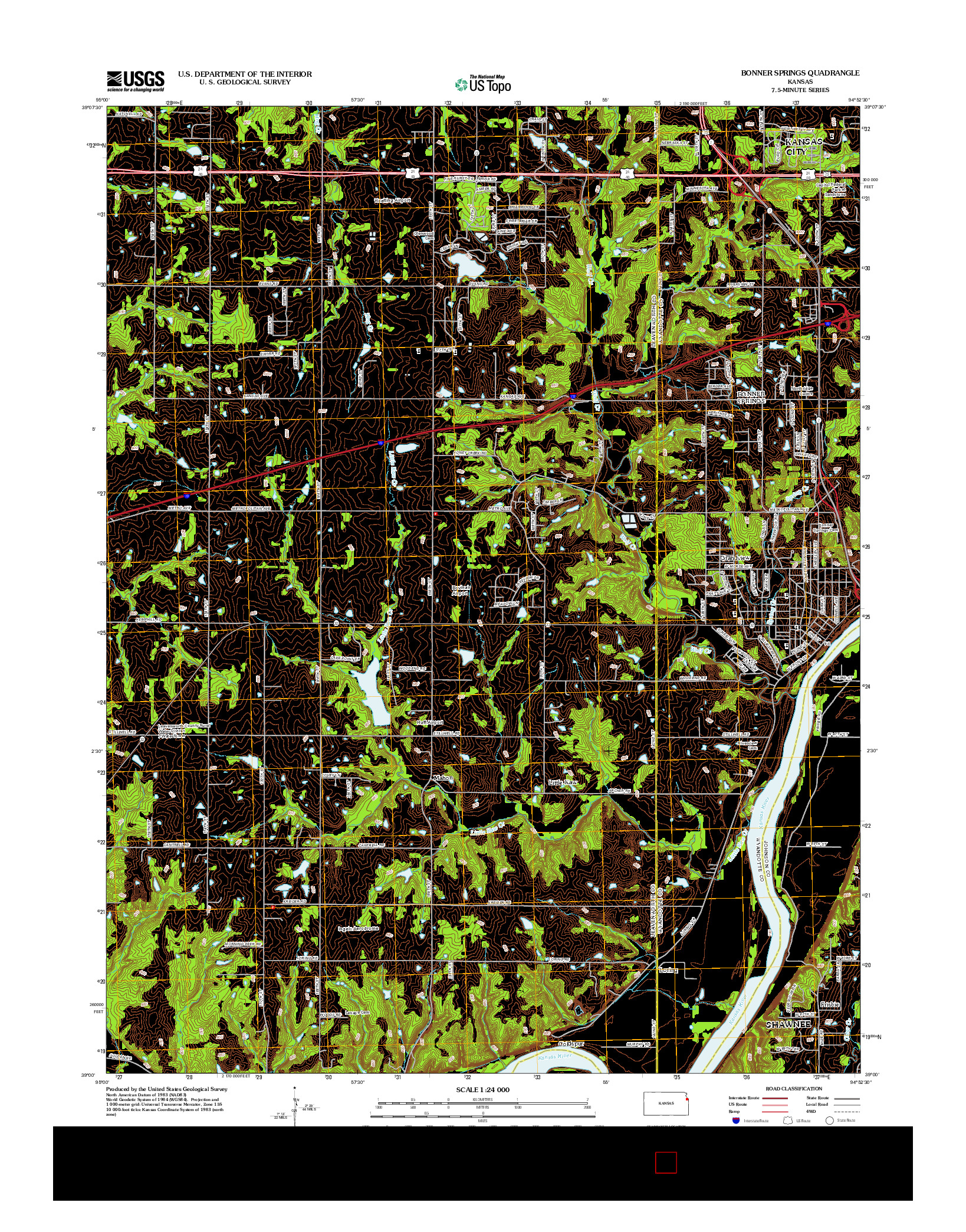 USGS US TOPO 7.5-MINUTE MAP FOR BONNER SPRINGS, KS 2012