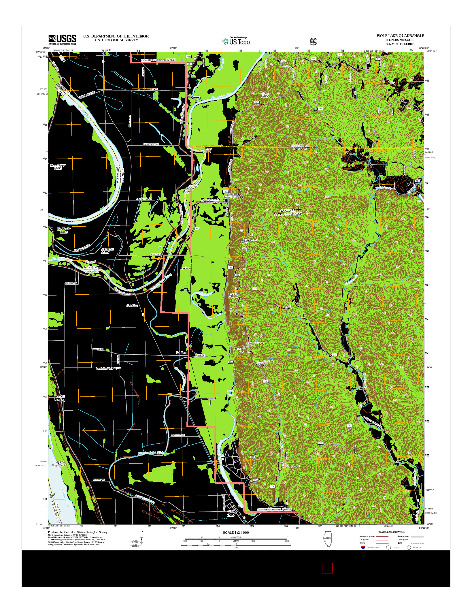 USGS US TOPO 7.5-MINUTE MAP FOR WOLF LAKE, IL-MO 2012