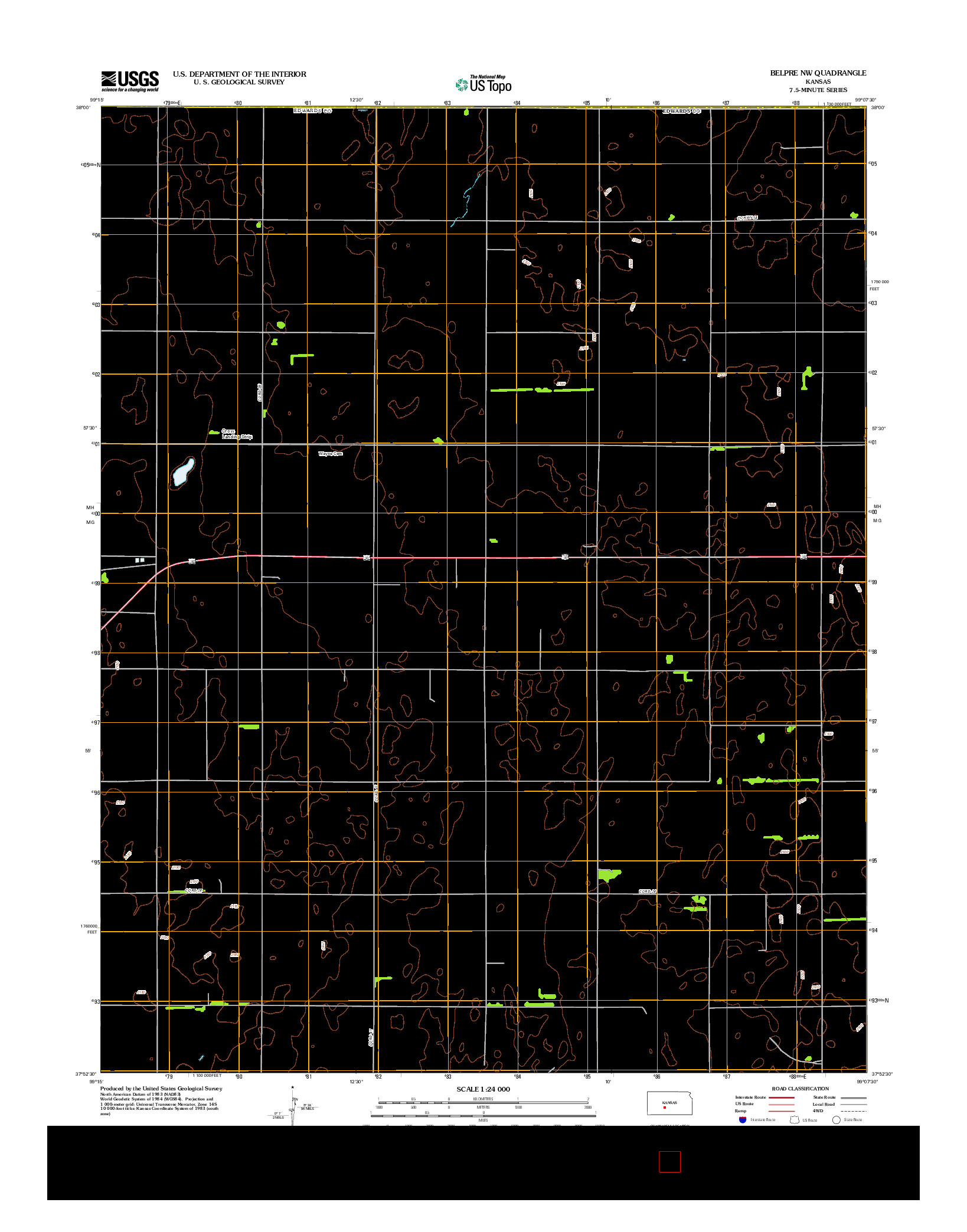 USGS US TOPO 7.5-MINUTE MAP FOR BELPRE NW, KS 2012