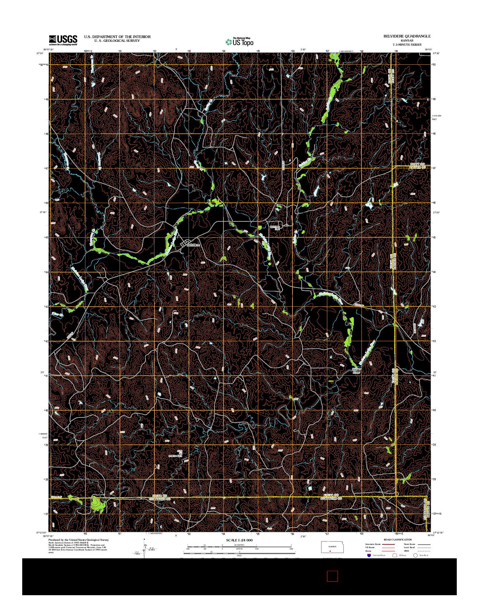 USGS US TOPO 7.5-MINUTE MAP FOR BELVIDERE, KS 2012