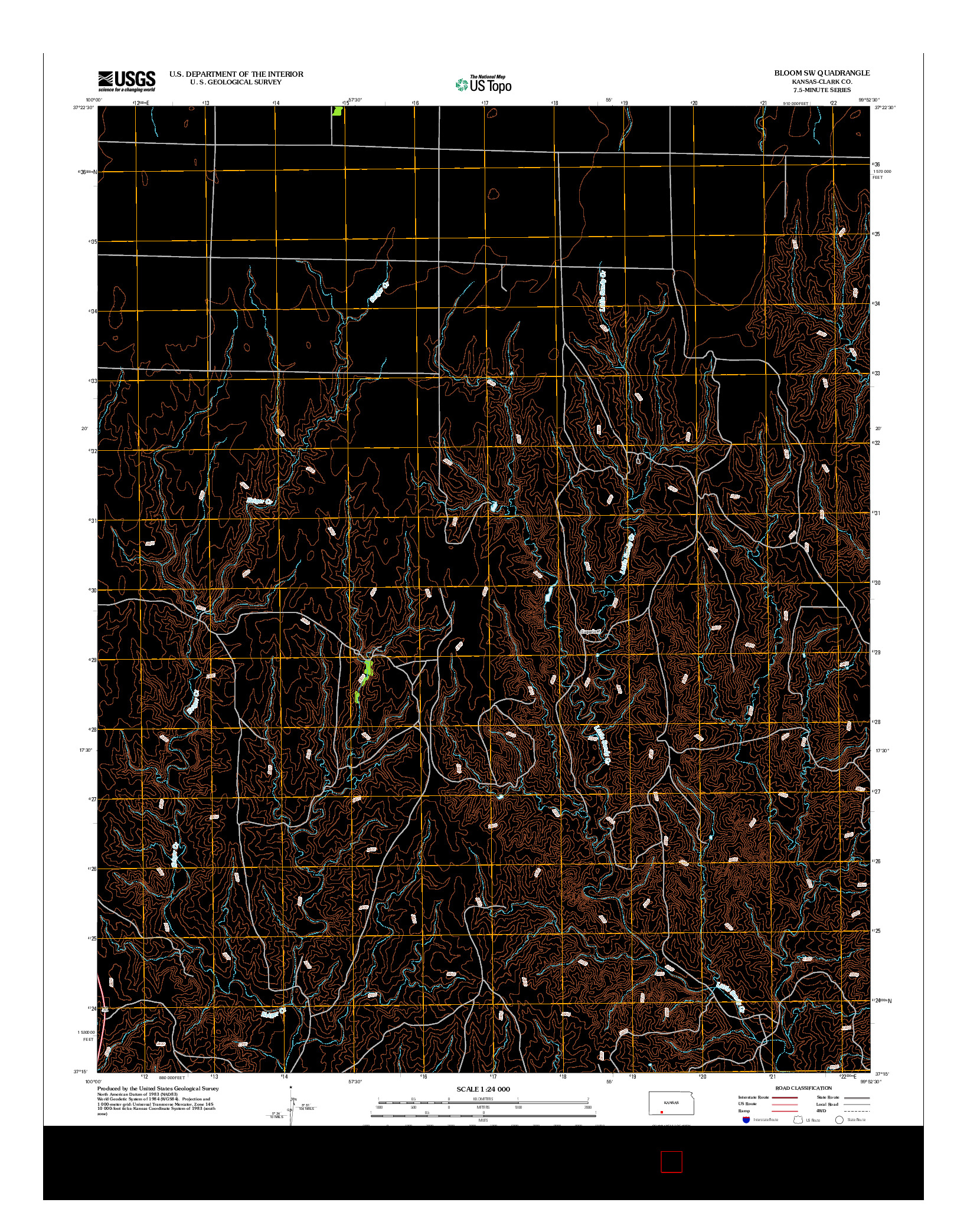 USGS US TOPO 7.5-MINUTE MAP FOR BLOOM SW, KS 2012