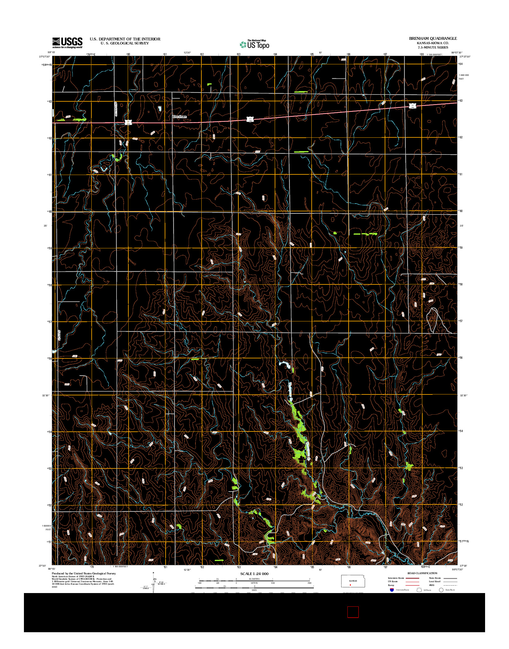 USGS US TOPO 7.5-MINUTE MAP FOR BRENHAM, KS 2012