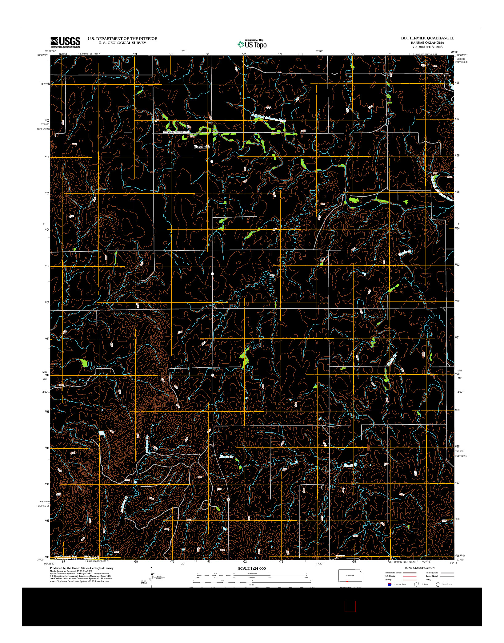 USGS US TOPO 7.5-MINUTE MAP FOR BUTTERMILK, KS-OK 2012