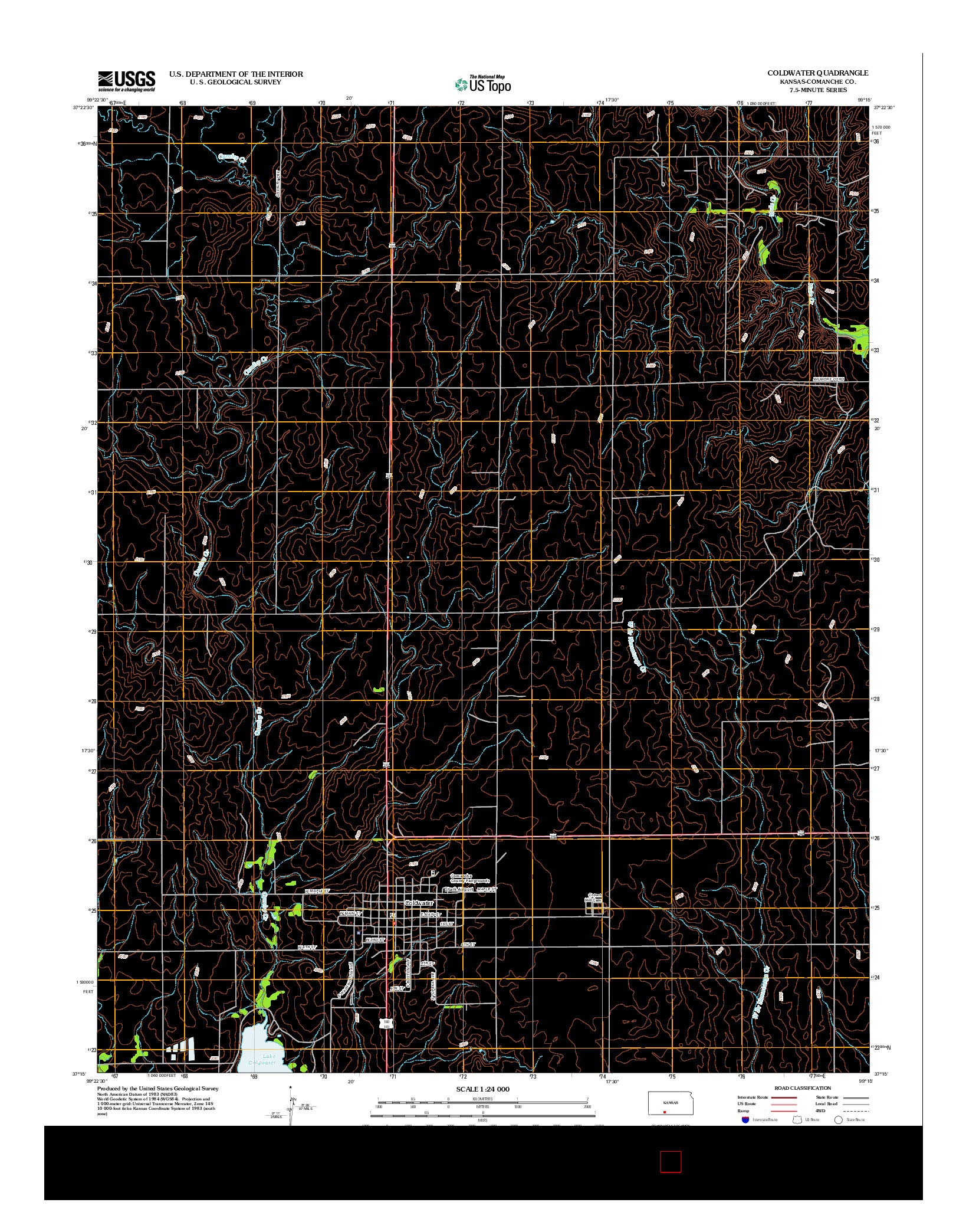 USGS US TOPO 7.5-MINUTE MAP FOR COLDWATER, KS 2012