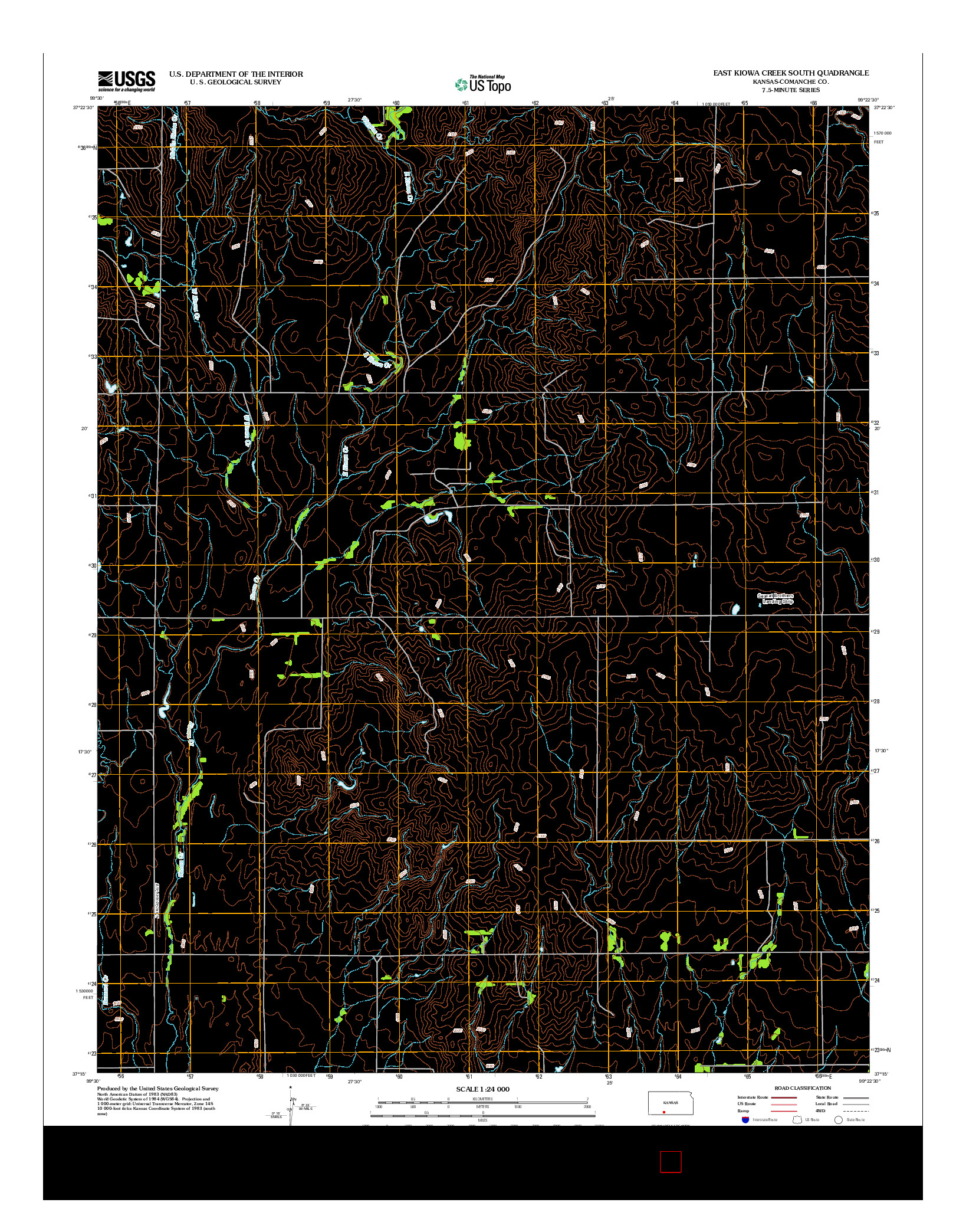 USGS US TOPO 7.5-MINUTE MAP FOR EAST KIOWA CREEK SOUTH, KS 2012