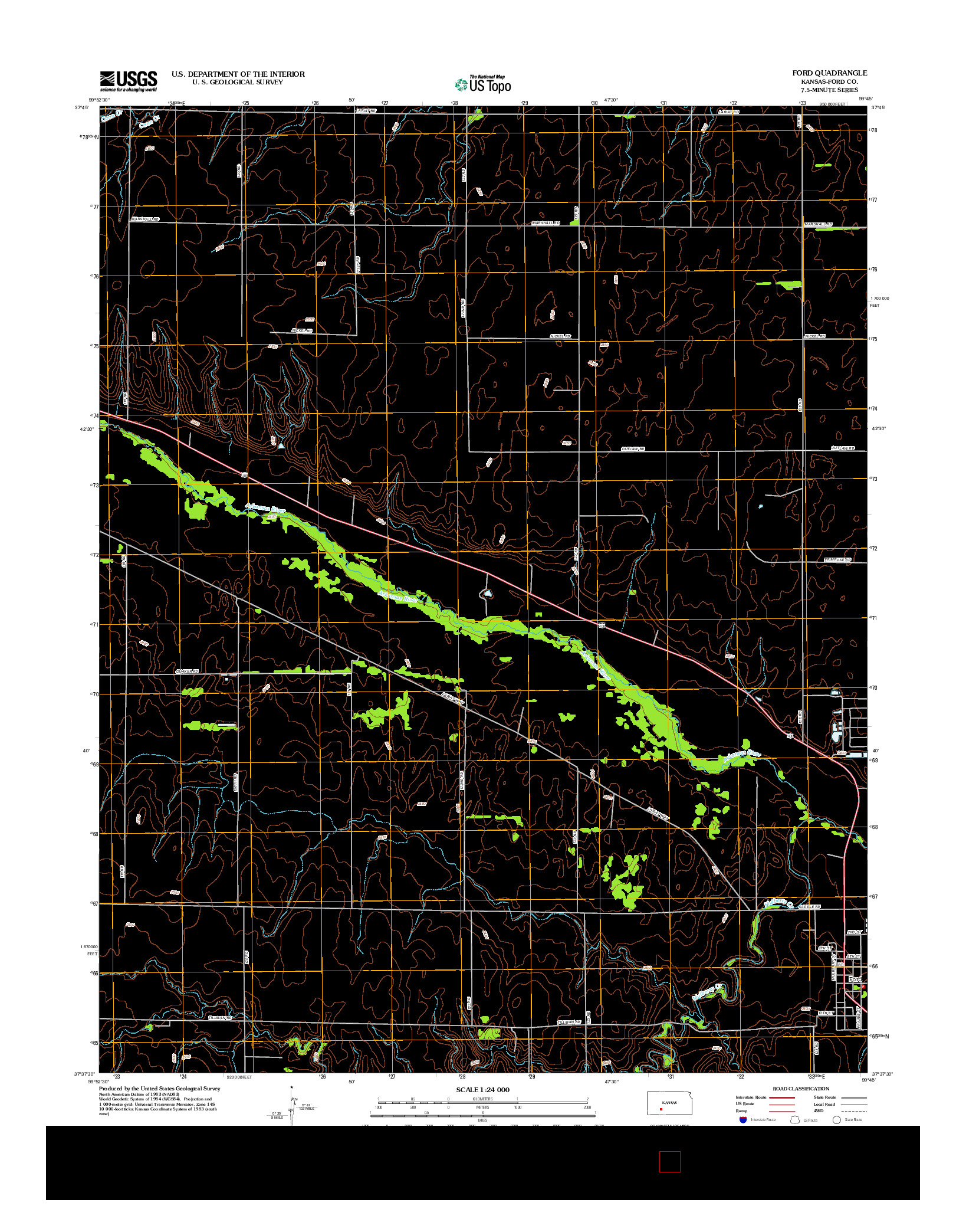 USGS US TOPO 7.5-MINUTE MAP FOR FORD, KS 2012