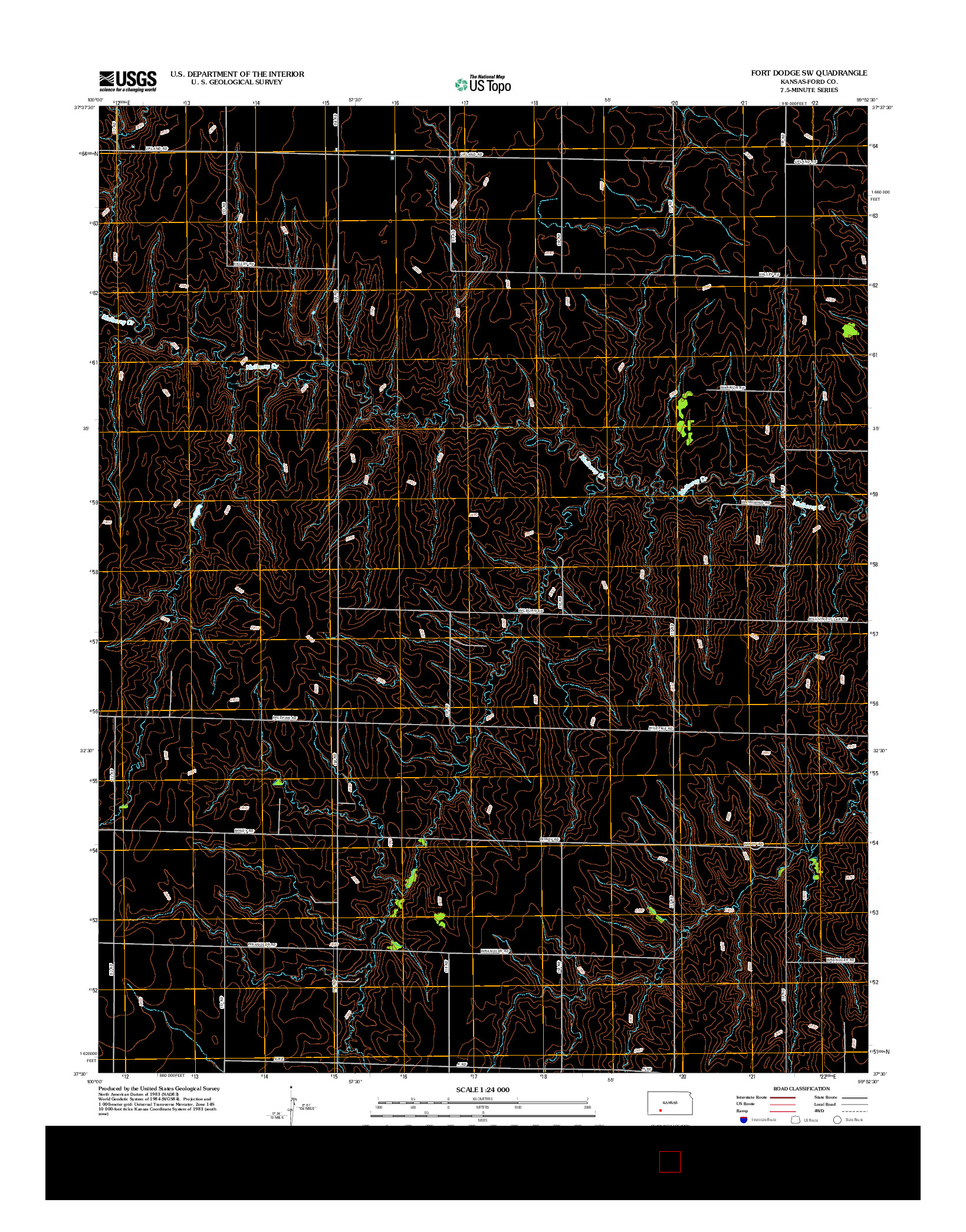 USGS US TOPO 7.5-MINUTE MAP FOR FORT DODGE SW, KS 2012