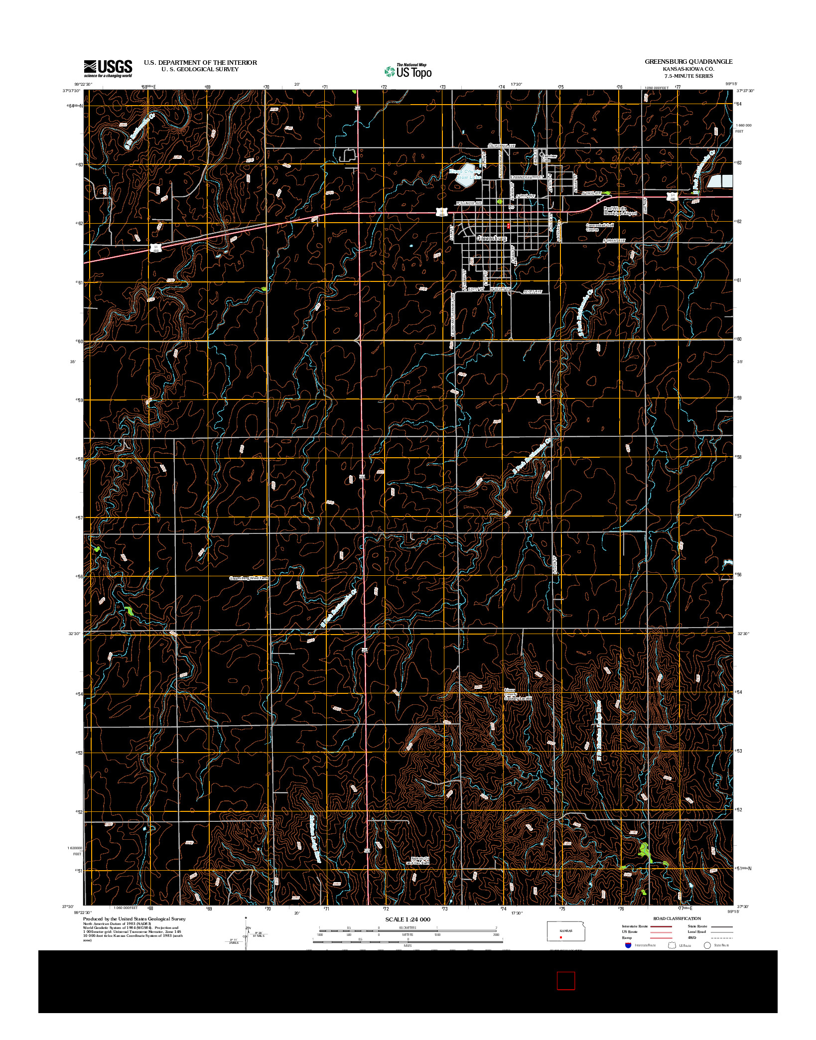 USGS US TOPO 7.5-MINUTE MAP FOR GREENSBURG, KS 2012