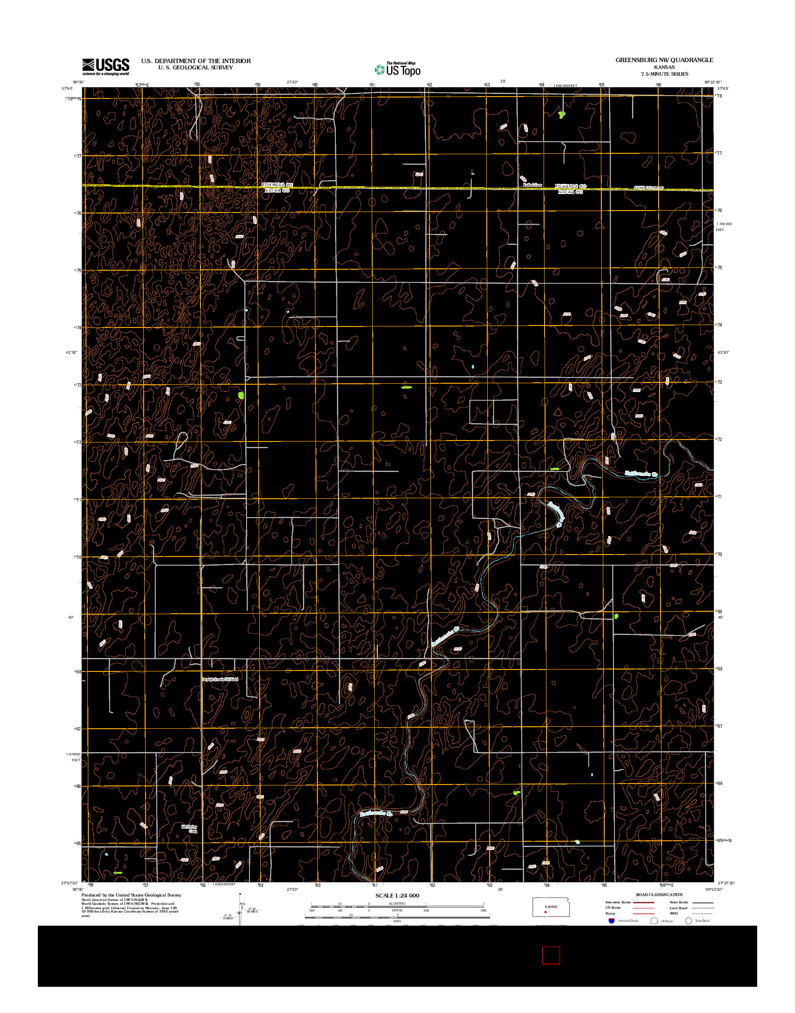 USGS US TOPO 7.5-MINUTE MAP FOR GREENSBURG NW, KS 2012