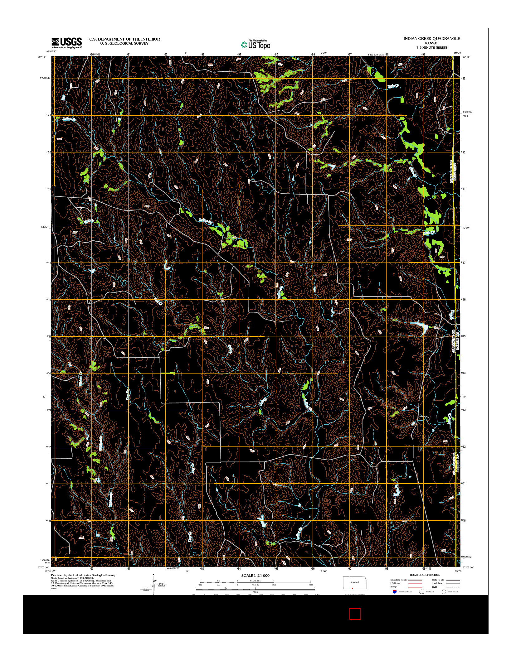 USGS US TOPO 7.5-MINUTE MAP FOR INDIAN CREEK, KS 2012