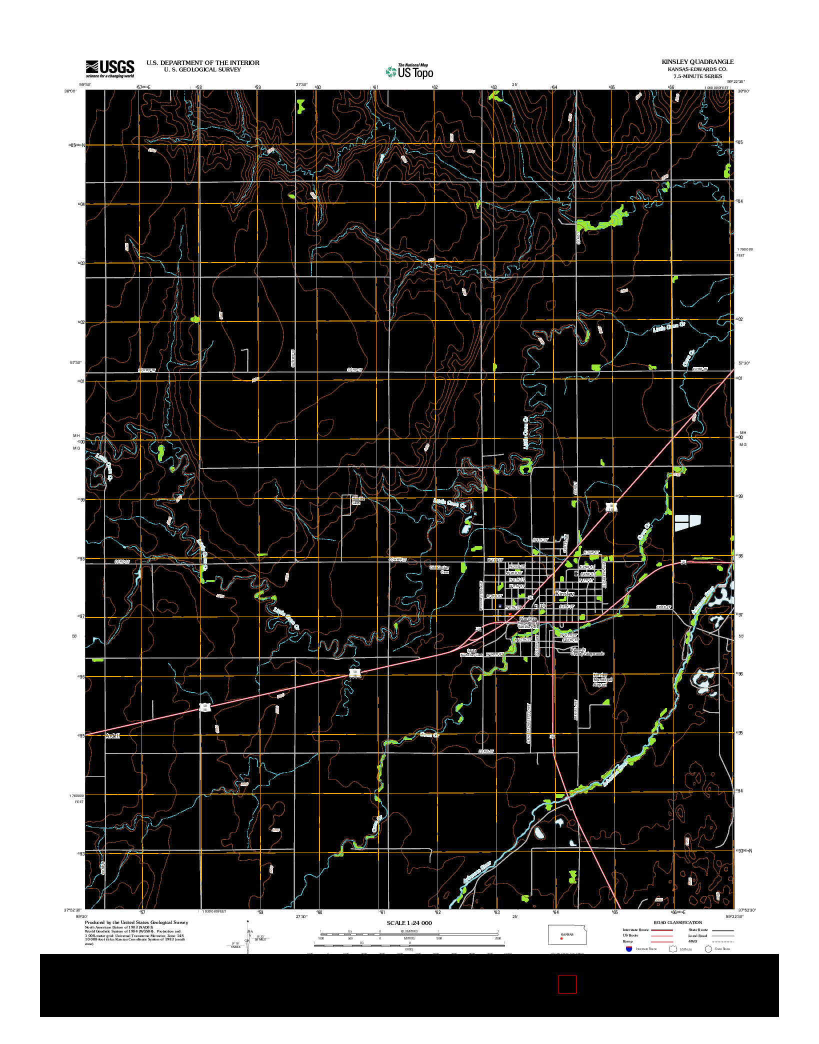 USGS US TOPO 7.5-MINUTE MAP FOR KINSLEY, KS 2012