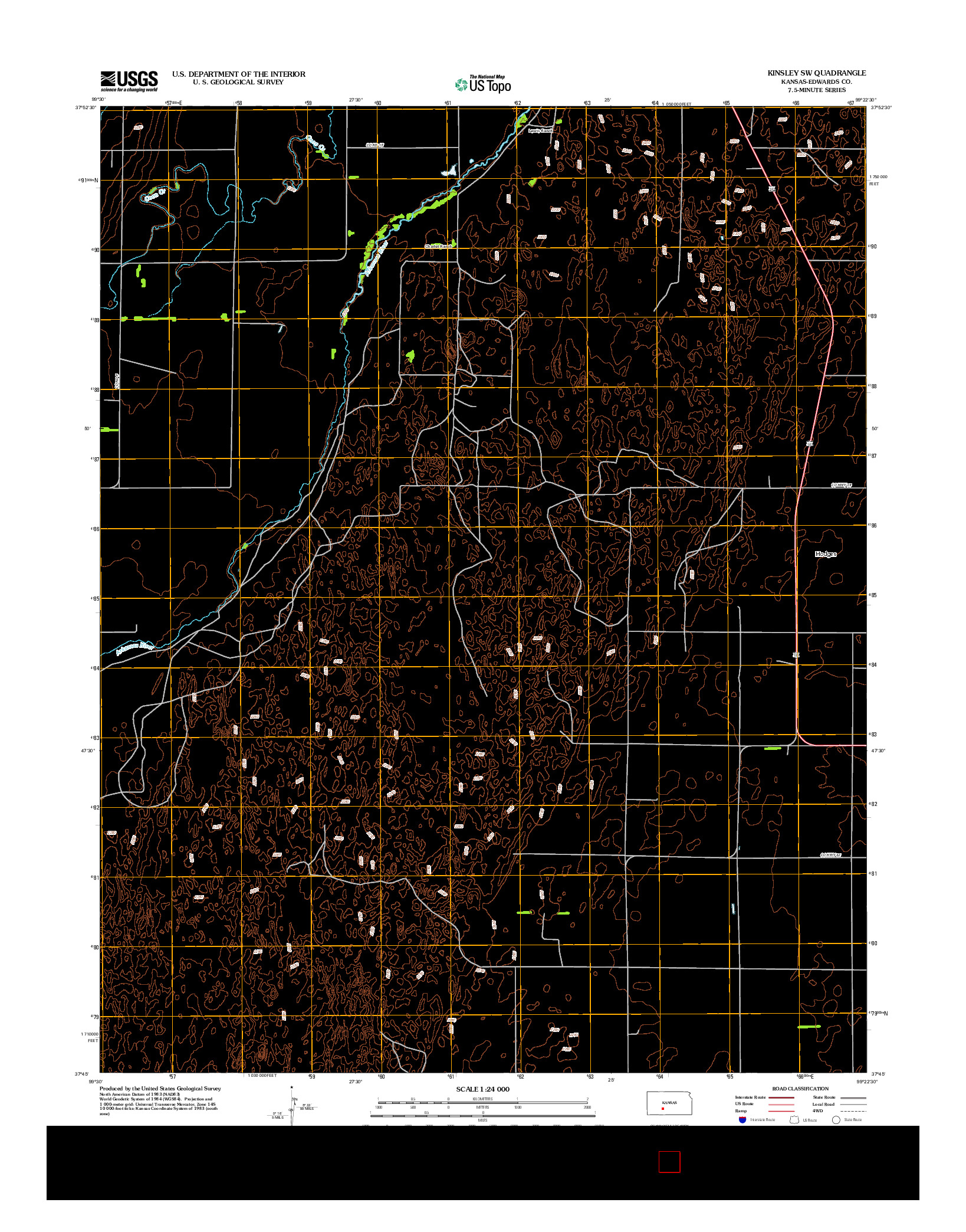 USGS US TOPO 7.5-MINUTE MAP FOR KINSLEY SW, KS 2012