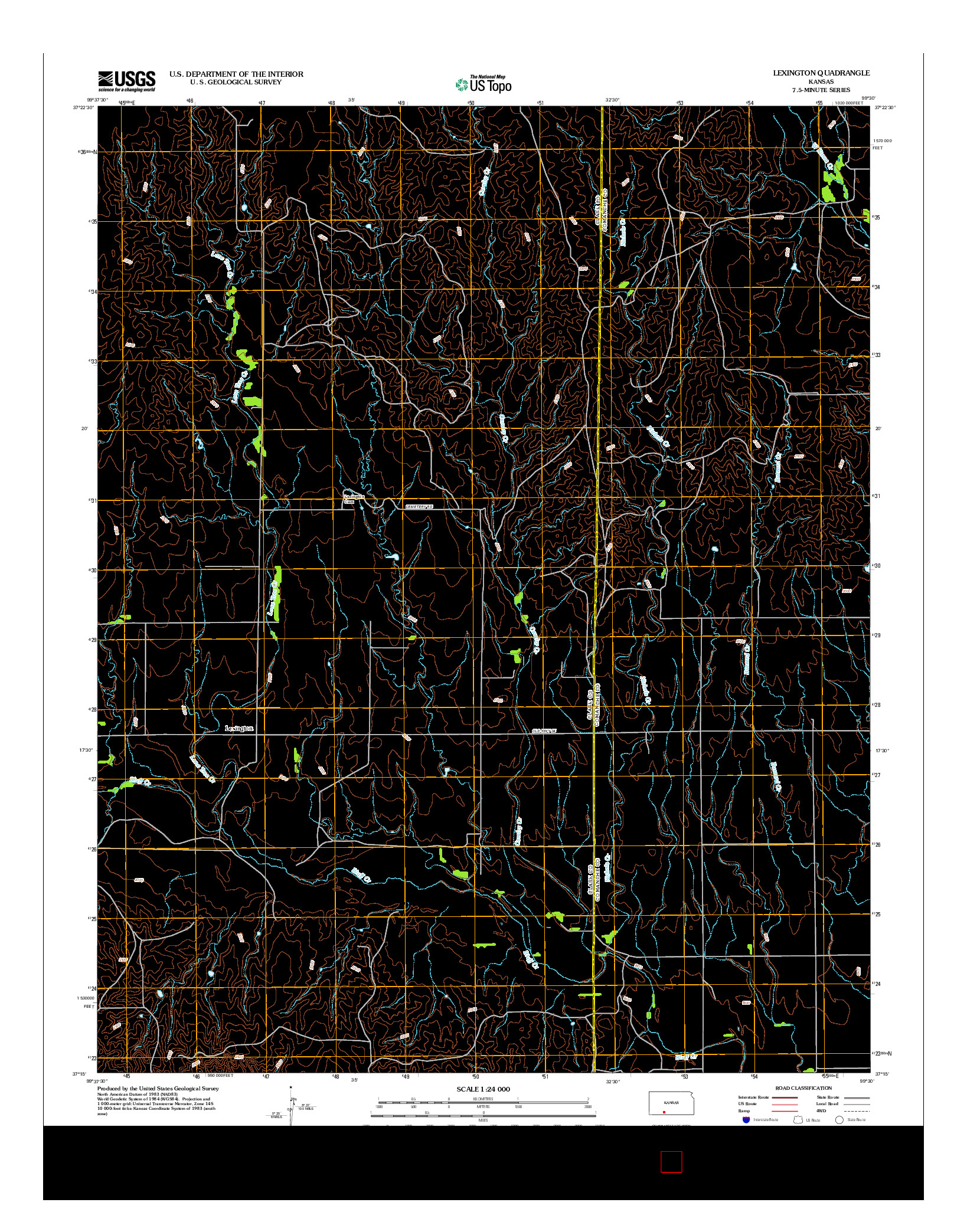 USGS US TOPO 7.5-MINUTE MAP FOR LEXINGTON, KS 2012