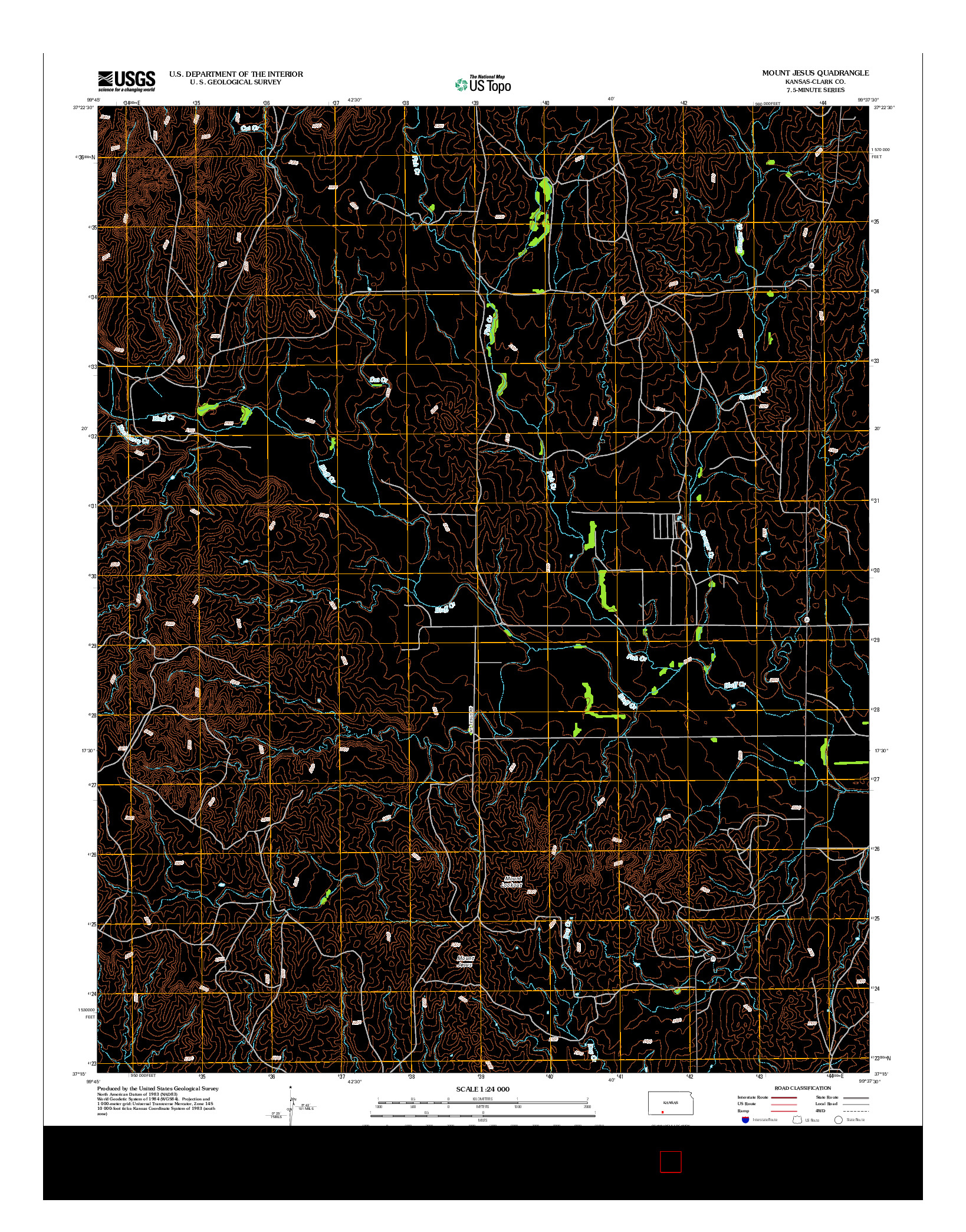 USGS US TOPO 7.5-MINUTE MAP FOR MOUNT JESUS, KS 2012