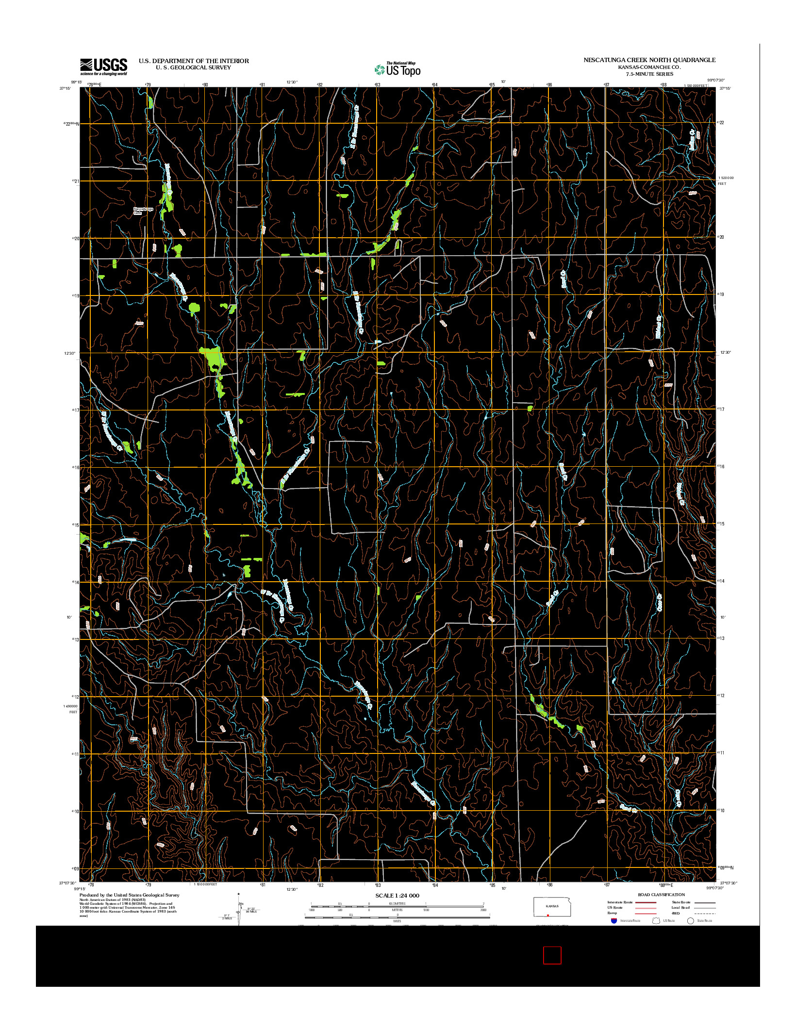 USGS US TOPO 7.5-MINUTE MAP FOR NESCATUNGA CREEK NORTH, KS 2012