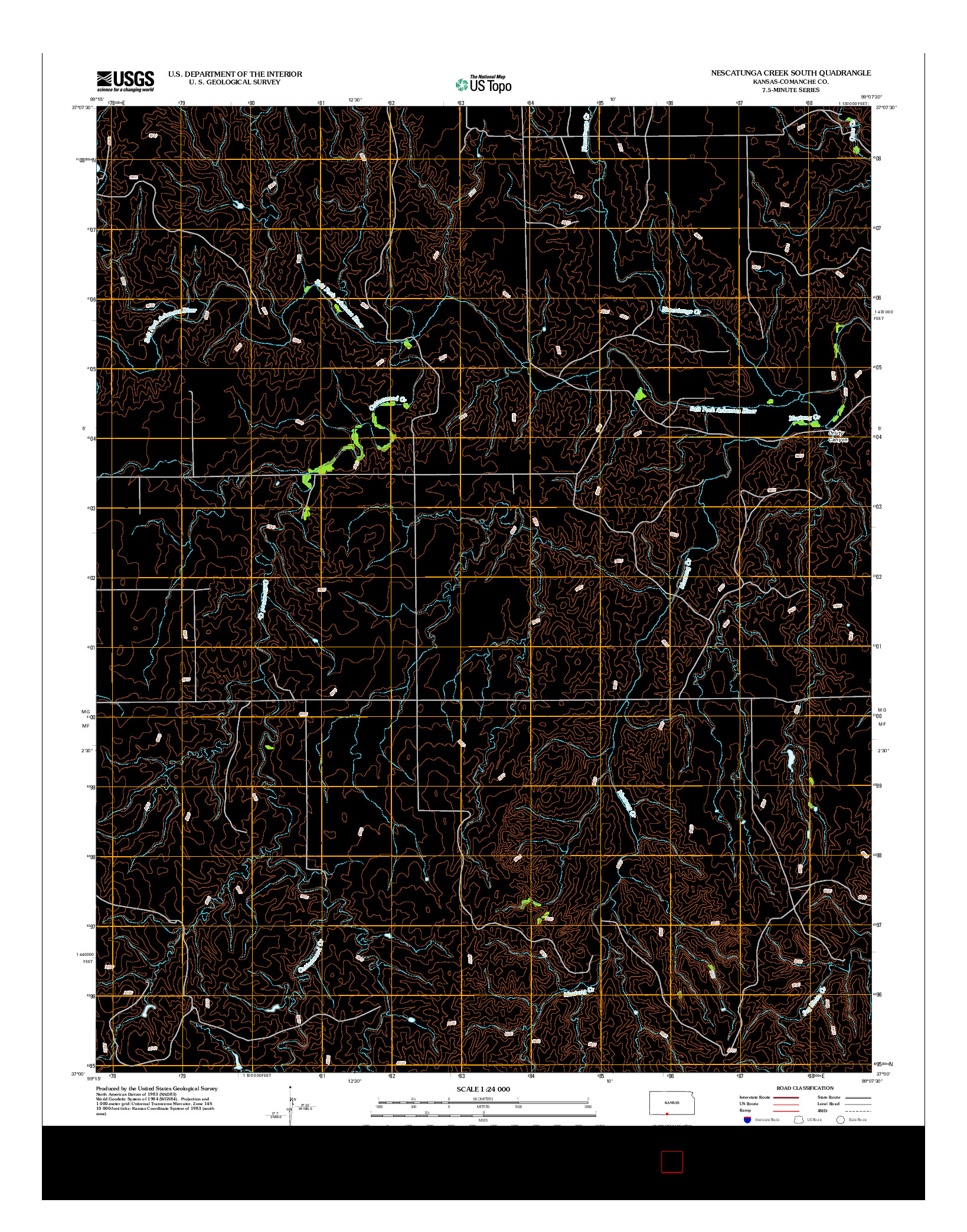 USGS US TOPO 7.5-MINUTE MAP FOR NESCATUNGA CREEK SOUTH, KS 2012