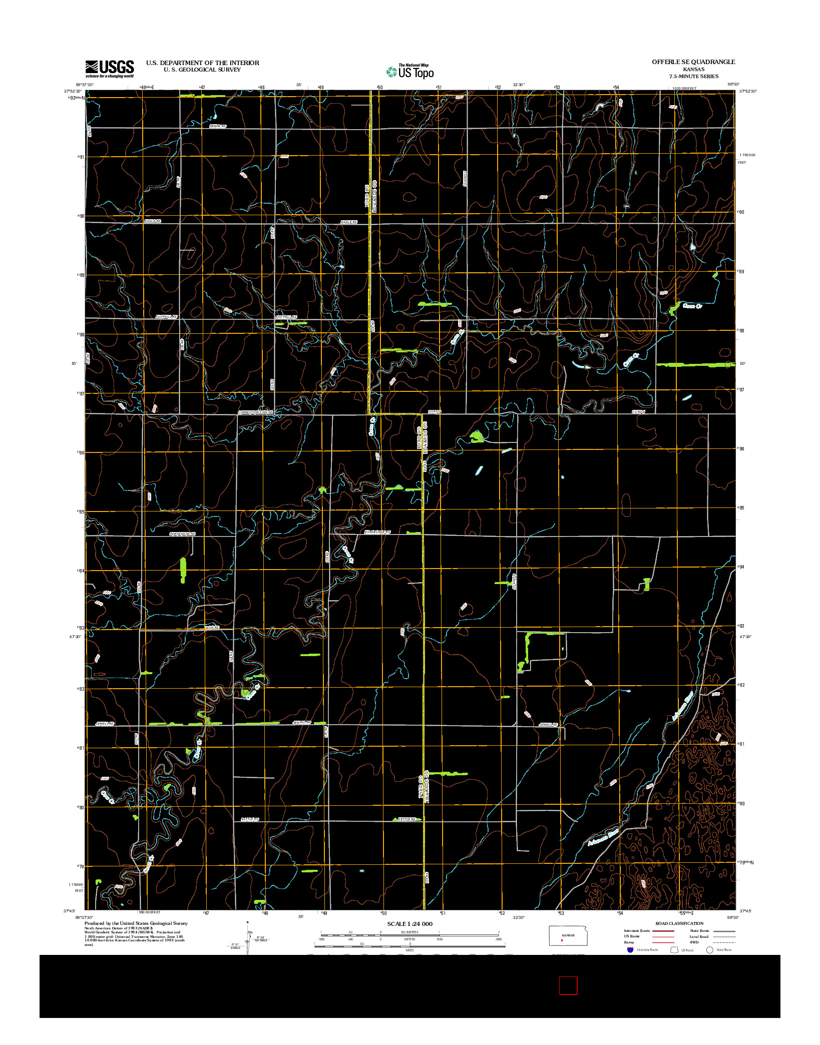 USGS US TOPO 7.5-MINUTE MAP FOR OFFERLE SE, KS 2012