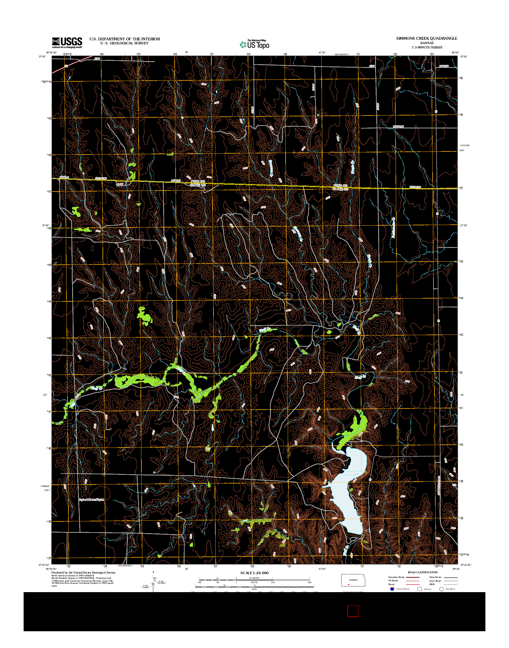 USGS US TOPO 7.5-MINUTE MAP FOR SIMMONS CREEK, KS 2012