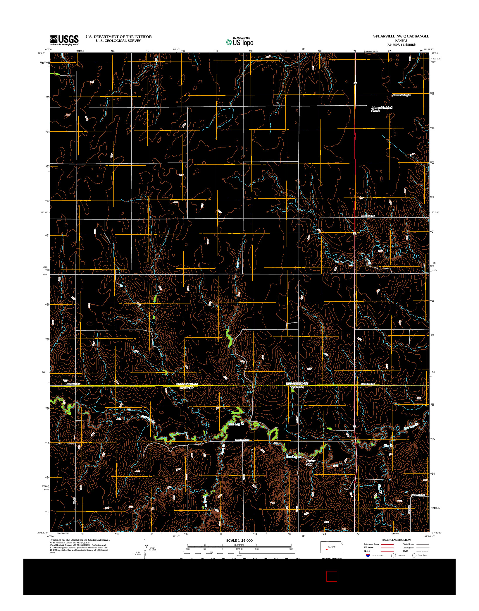 USGS US TOPO 7.5-MINUTE MAP FOR SPEARVILLE NW, KS 2012