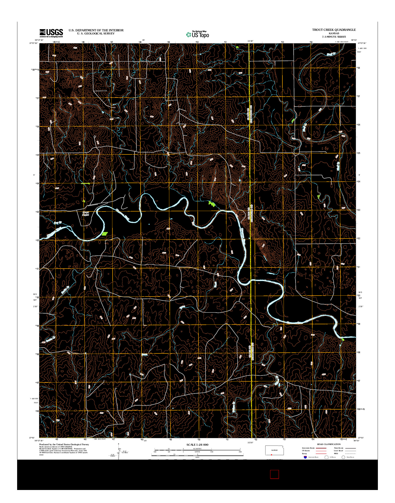 USGS US TOPO 7.5-MINUTE MAP FOR TROUT CREEK, KS 2012