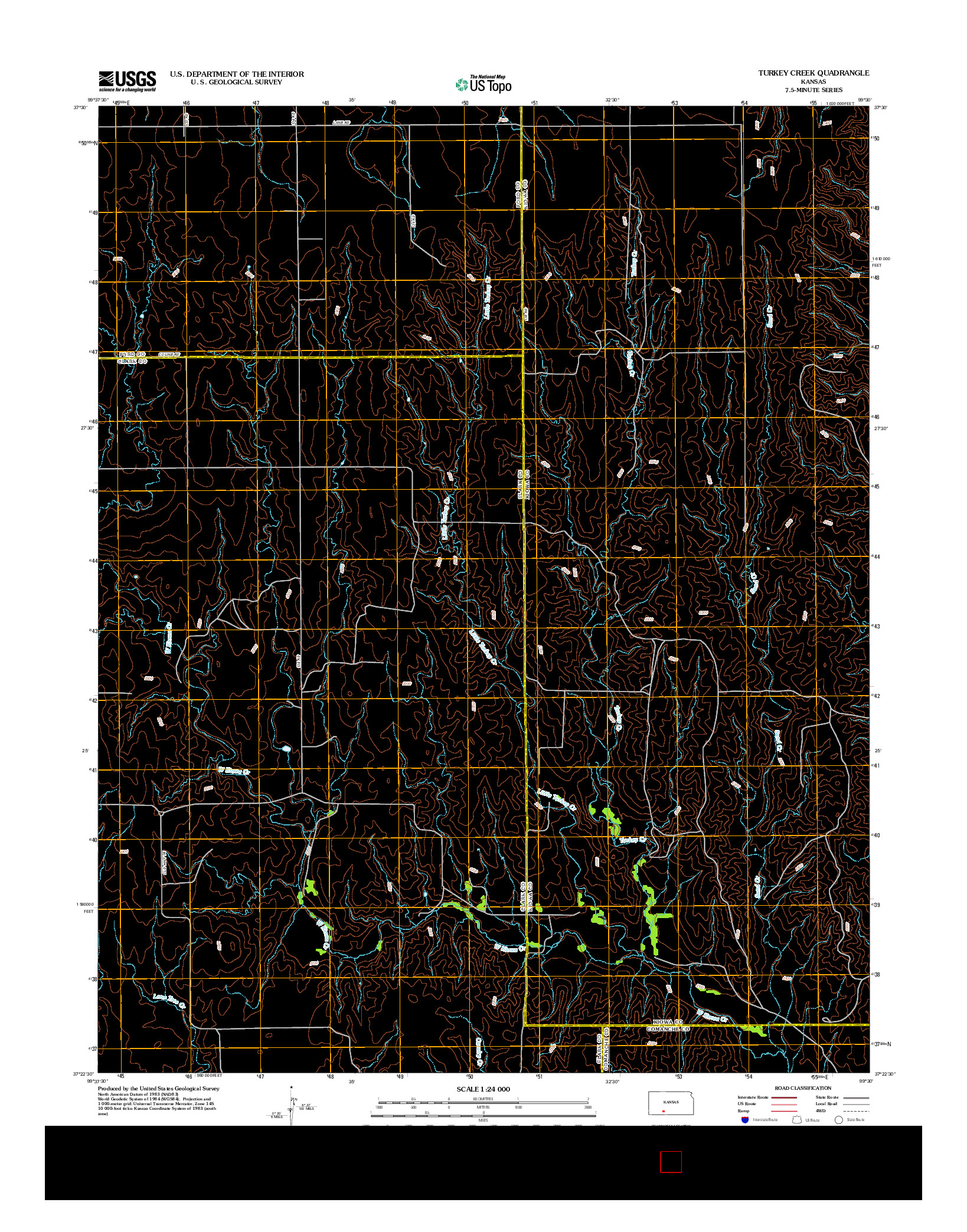 USGS US TOPO 7.5-MINUTE MAP FOR TURKEY CREEK, KS 2012