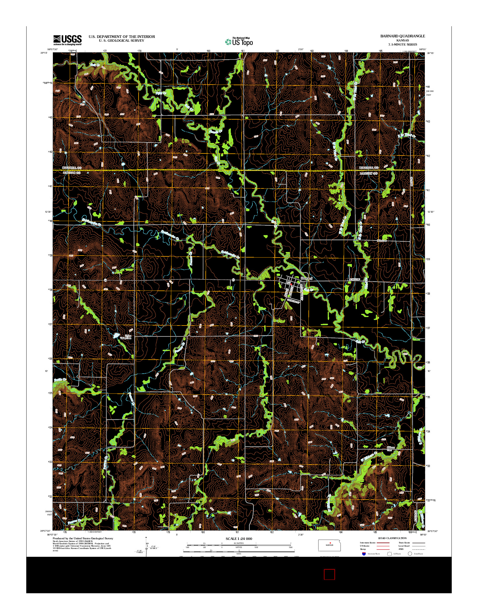 USGS US TOPO 7.5-MINUTE MAP FOR BARNARD, KS 2012