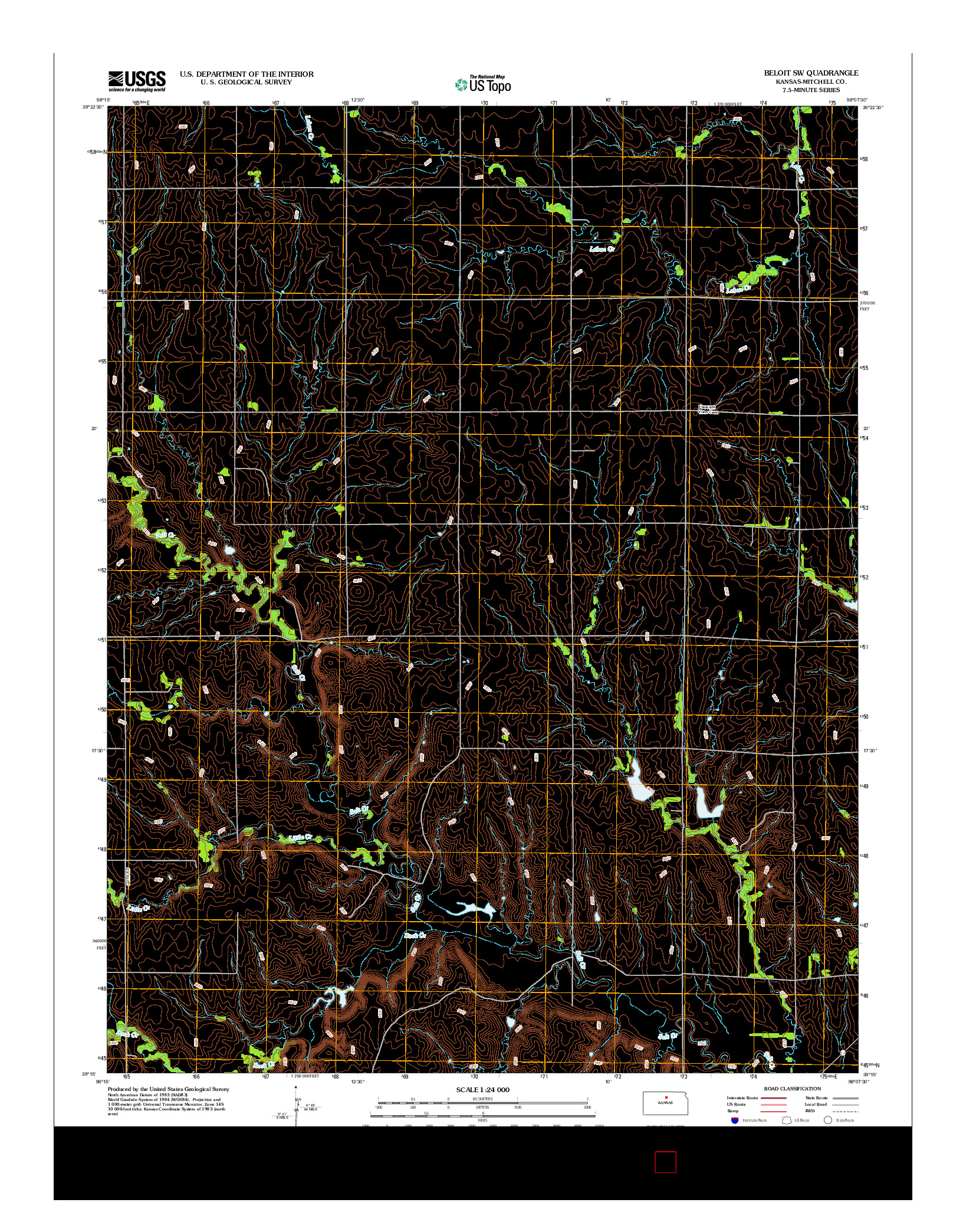 USGS US TOPO 7.5-MINUTE MAP FOR BELOIT SW, KS 2012