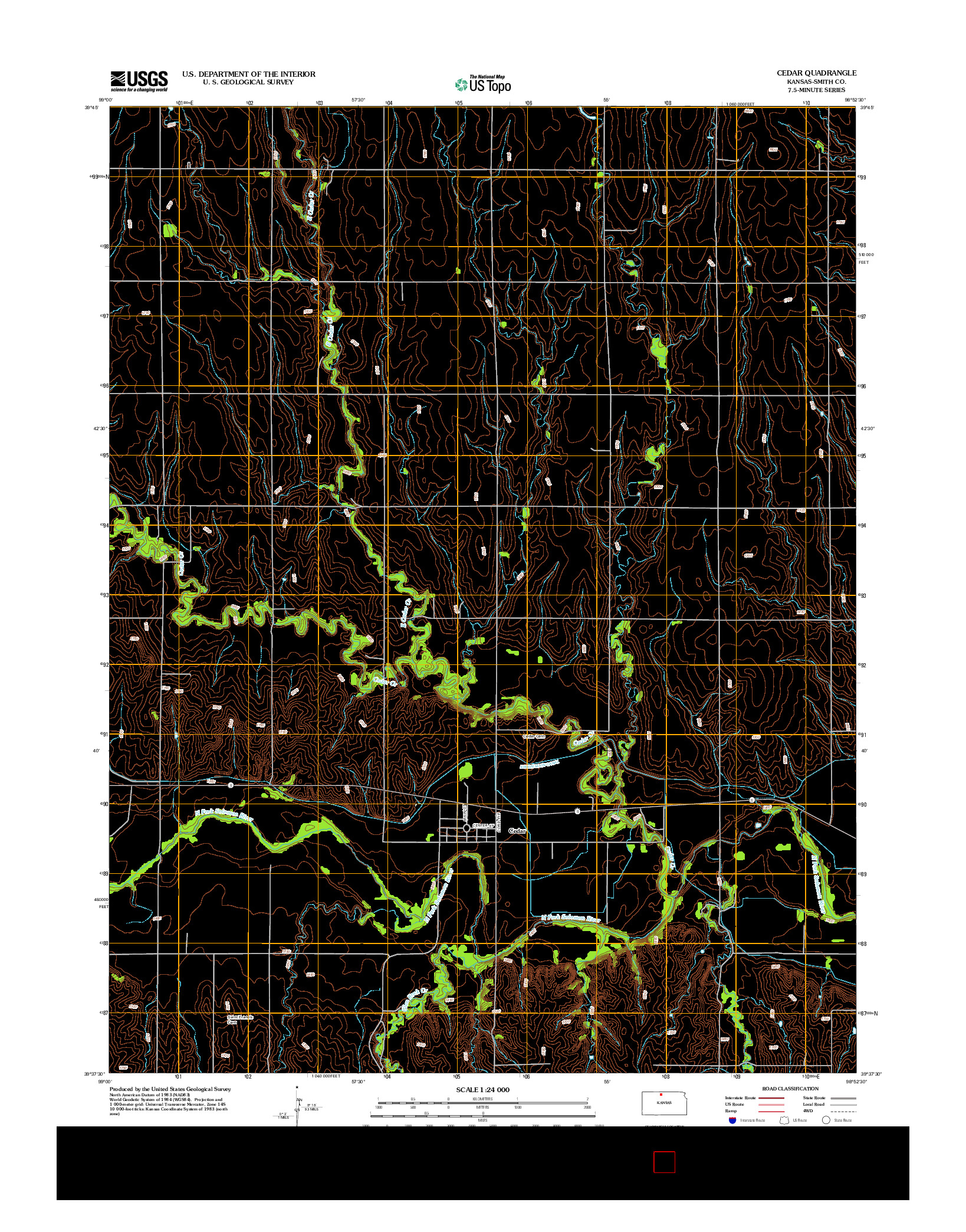 USGS US TOPO 7.5-MINUTE MAP FOR CEDAR, KS 2012
