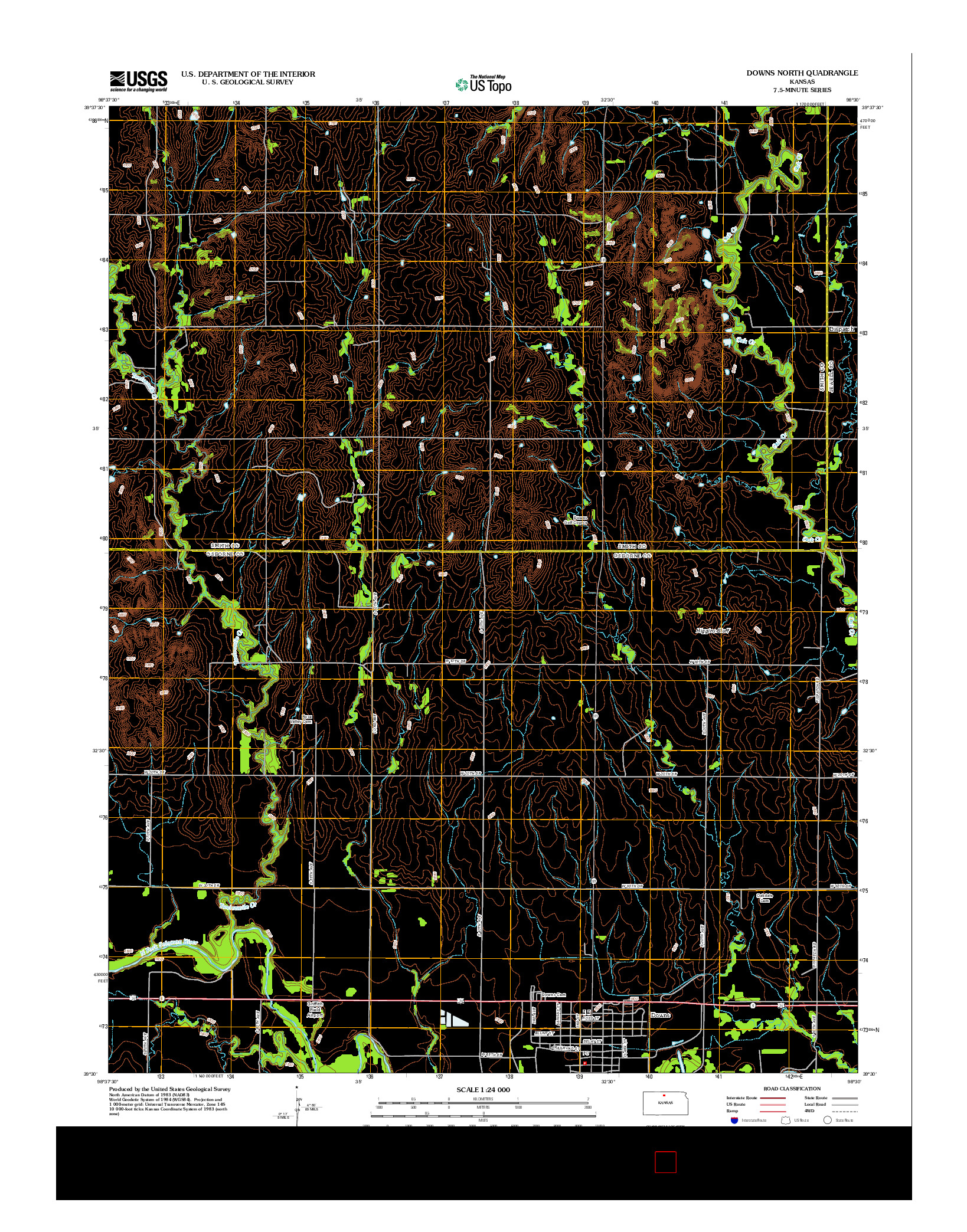 USGS US TOPO 7.5-MINUTE MAP FOR DOWNS NORTH, KS 2012